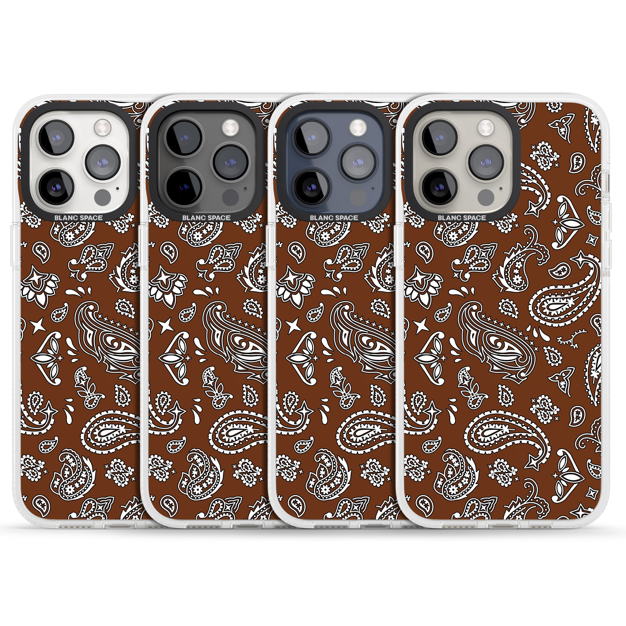 Brown Bandana iPhone 15 Pro Max / 15 Pro / 14 Pro Max / 14 Pro / 13 Pro Clear Case Impact Air - Blanc Space