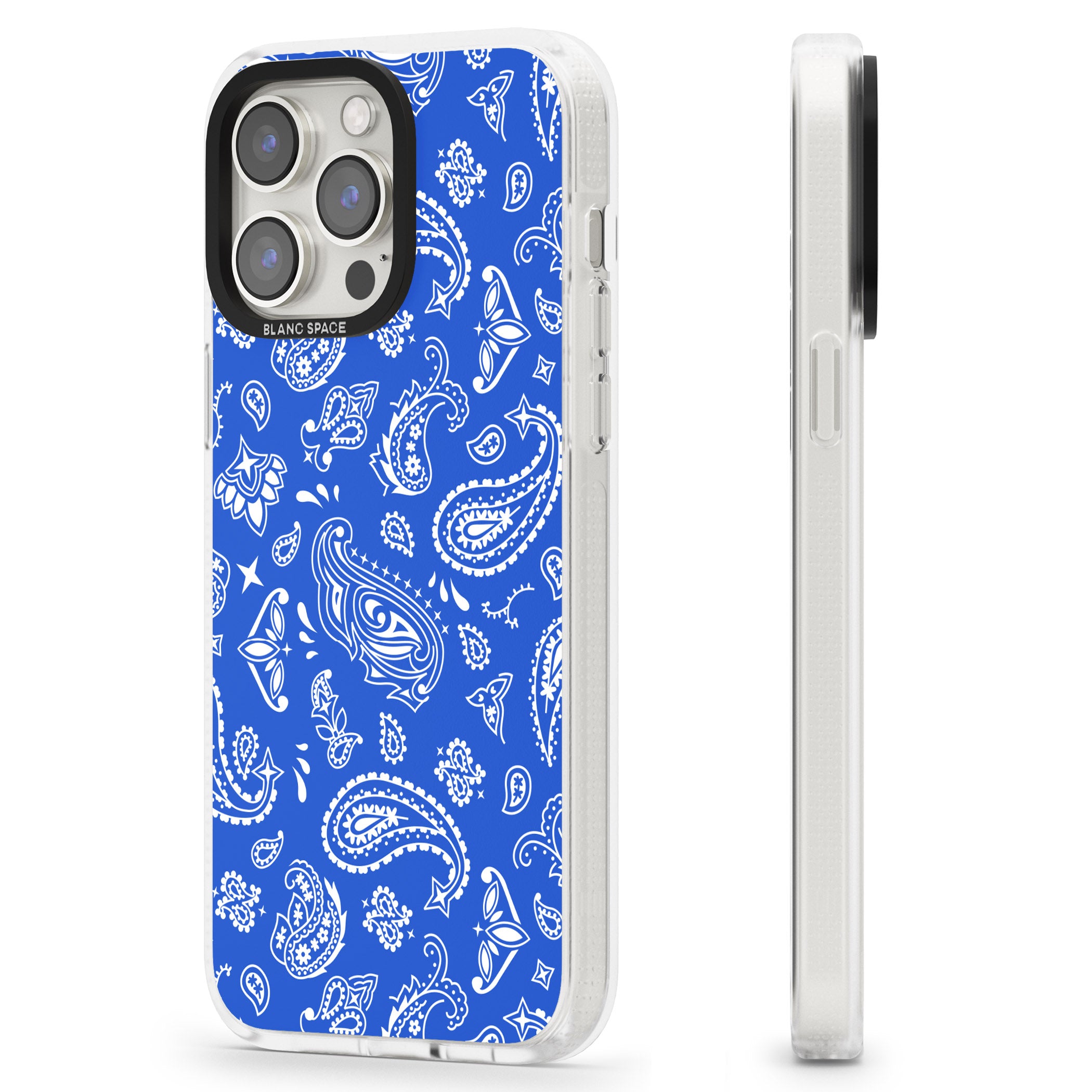 Blue Bandana iPhone 15 Pro Max / 15 Pro / 14 Pro Max / 14 Pro / 13 Pro Clear Case Impact Air - Blanc Space
