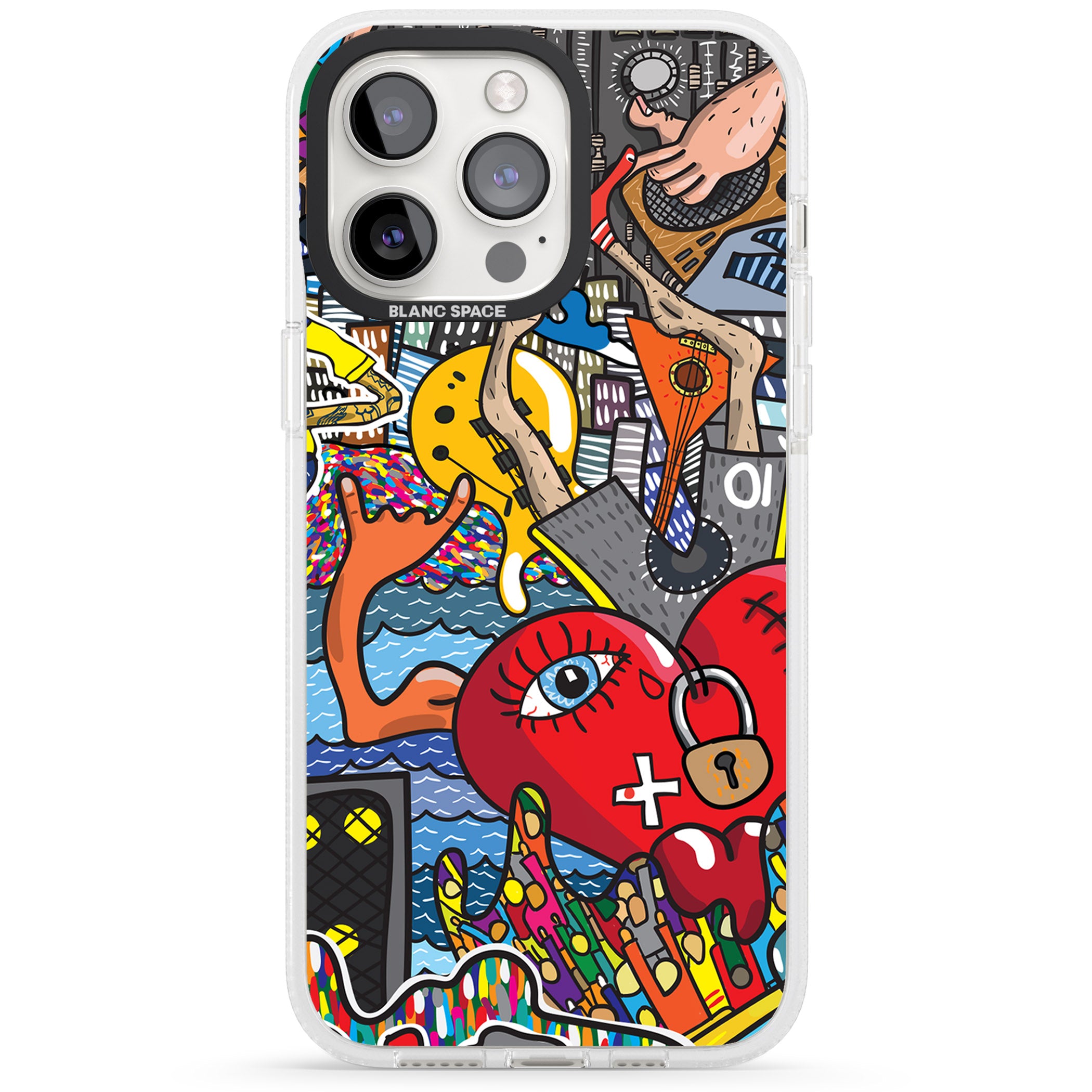 Crowd Tsunami iPhone 15 Pro Max / 15 Pro / 14 Pro Max / 14 Pro / 13 Pro Clear Case Impact Air - Blanc Space