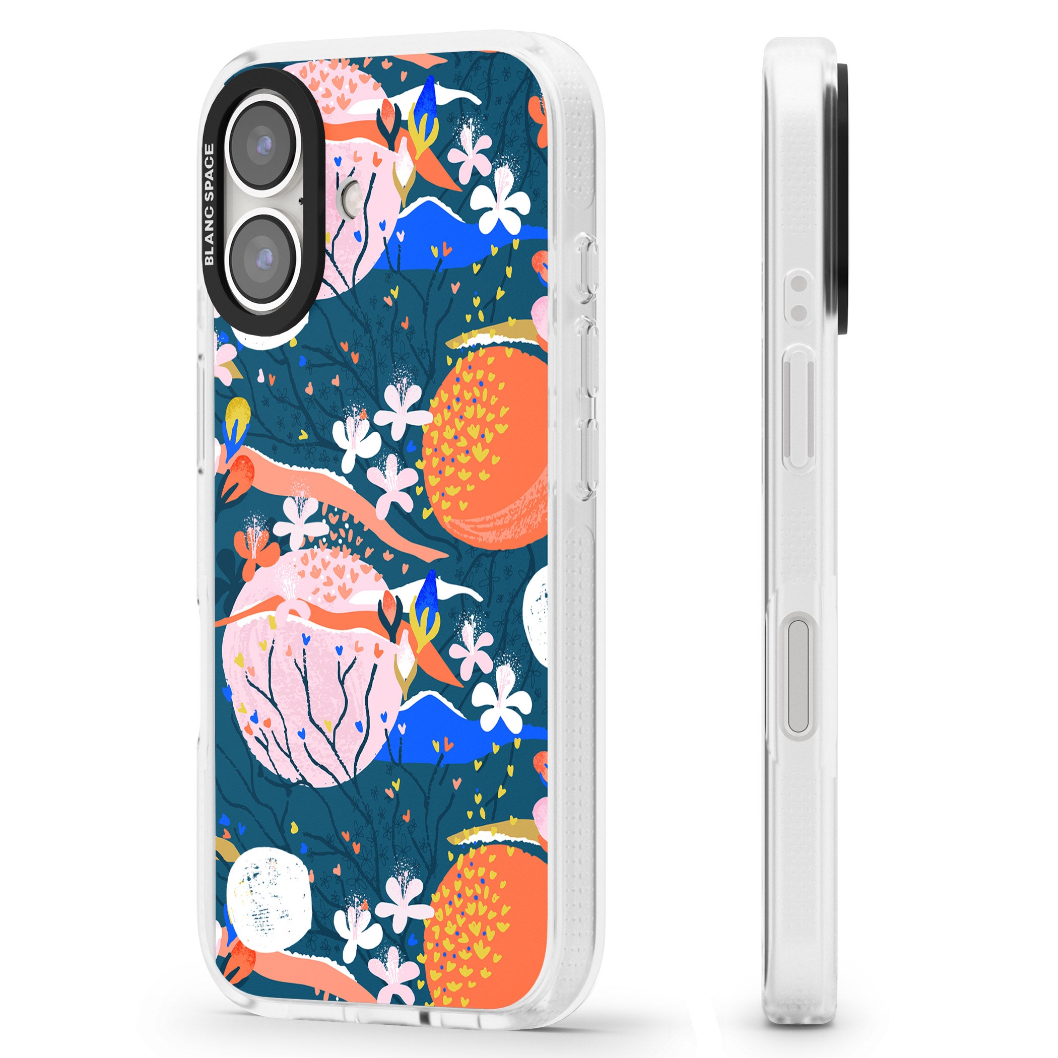 Bright Circles Abstract iPhone 16 / 16 Plus Clear Case Impact Air - Blanc Space