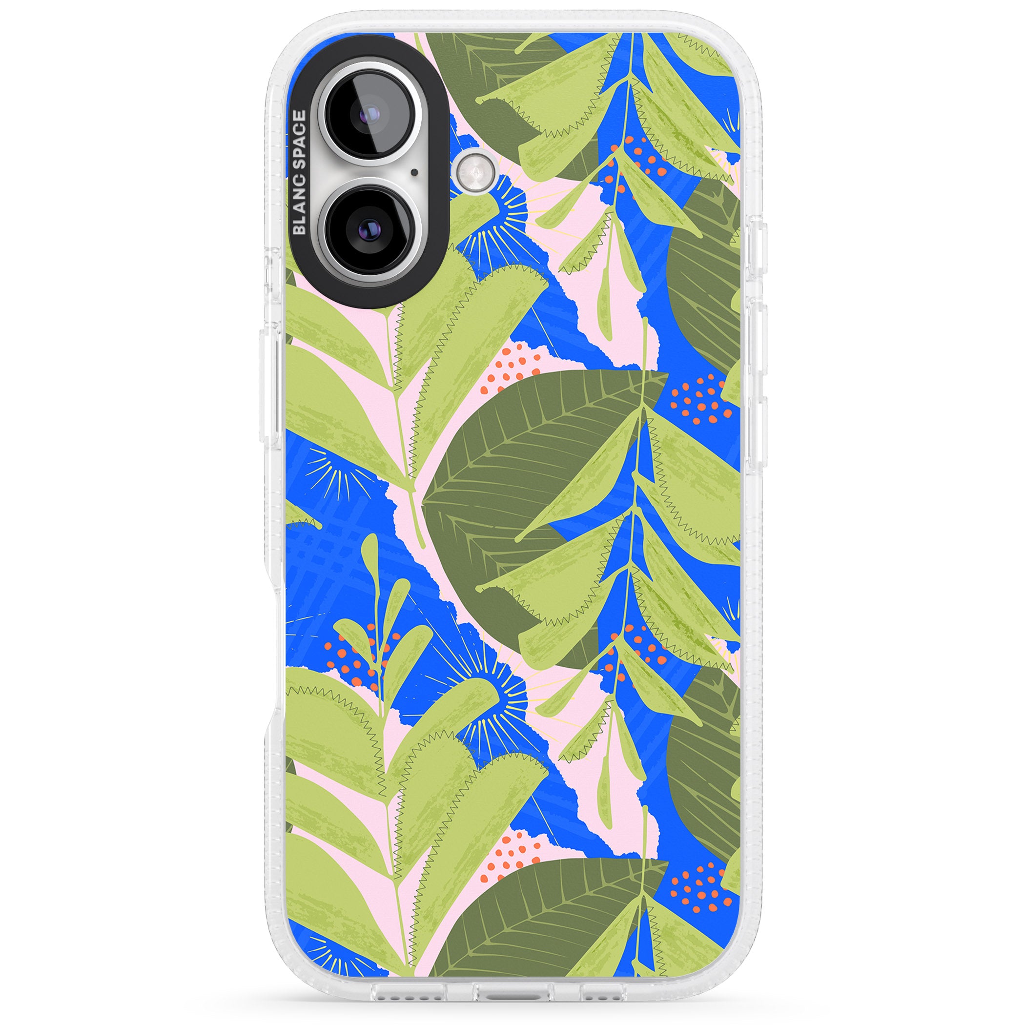 Fern Leaves Abstract Pattern iPhone 16 / 16 Plus Clear Case Impact Air - Blanc Space