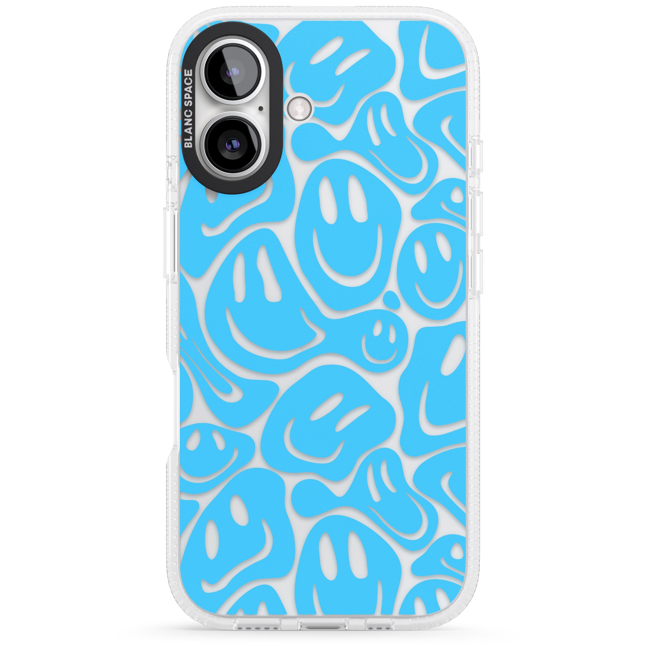 Blue Acid Faces iPhone 16 / 16 Plus Clear Case Impact Air - Blanc Space