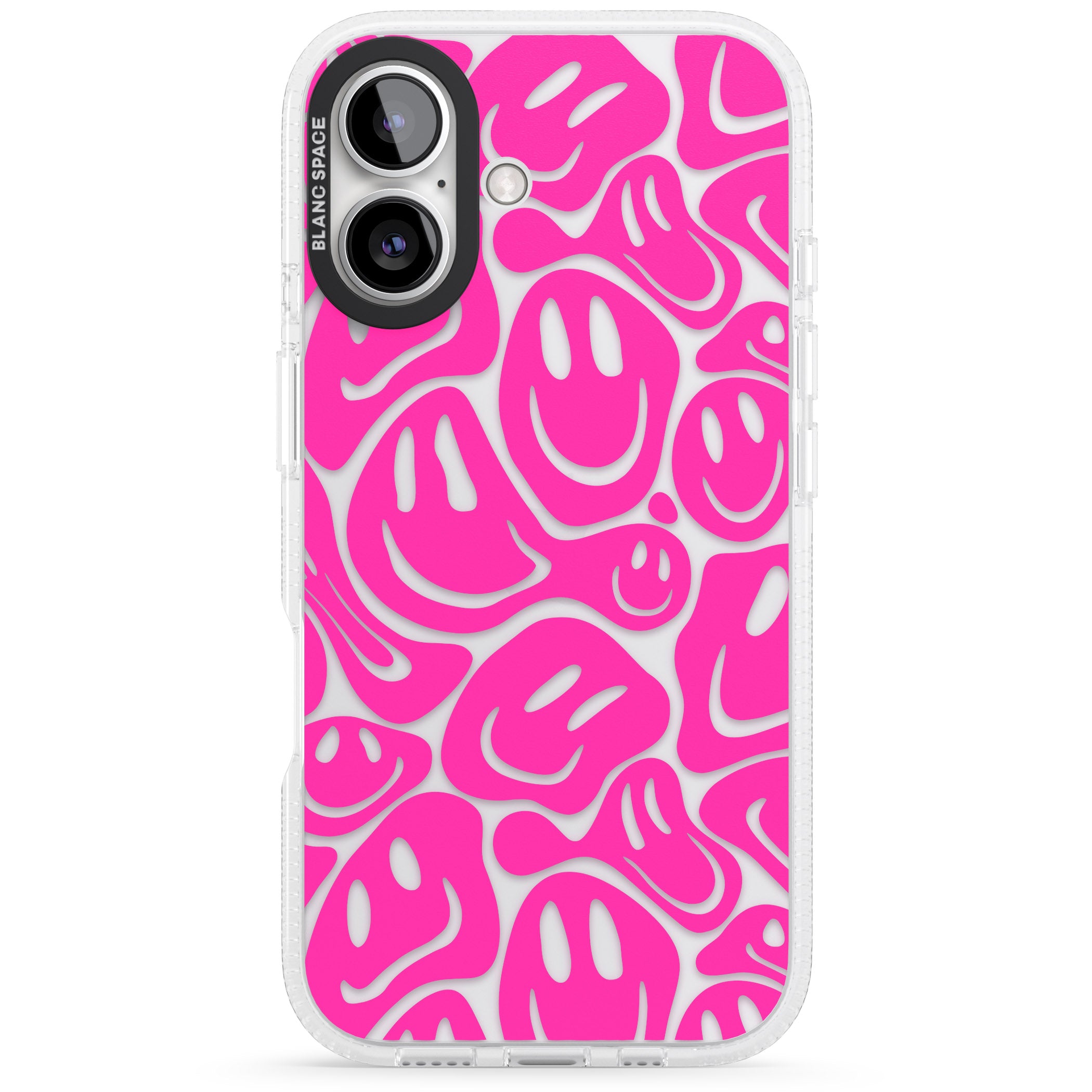 Pink Acid Faces iPhone 16 / 16 Plus Clear Case Impact Air - Blanc Space