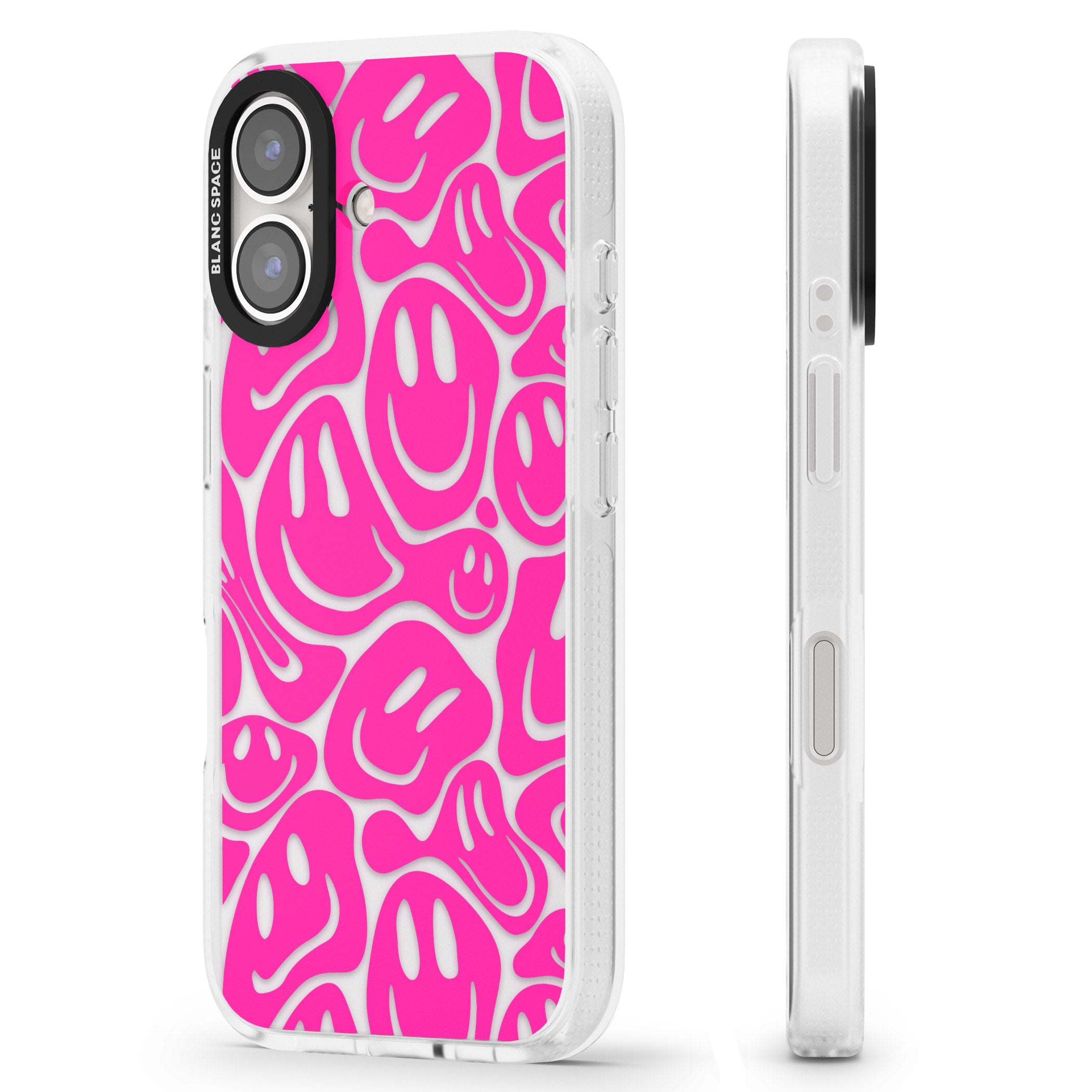Pink Acid Faces iPhone 16 / 16 Plus Clear Case Impact Air - Blanc Space