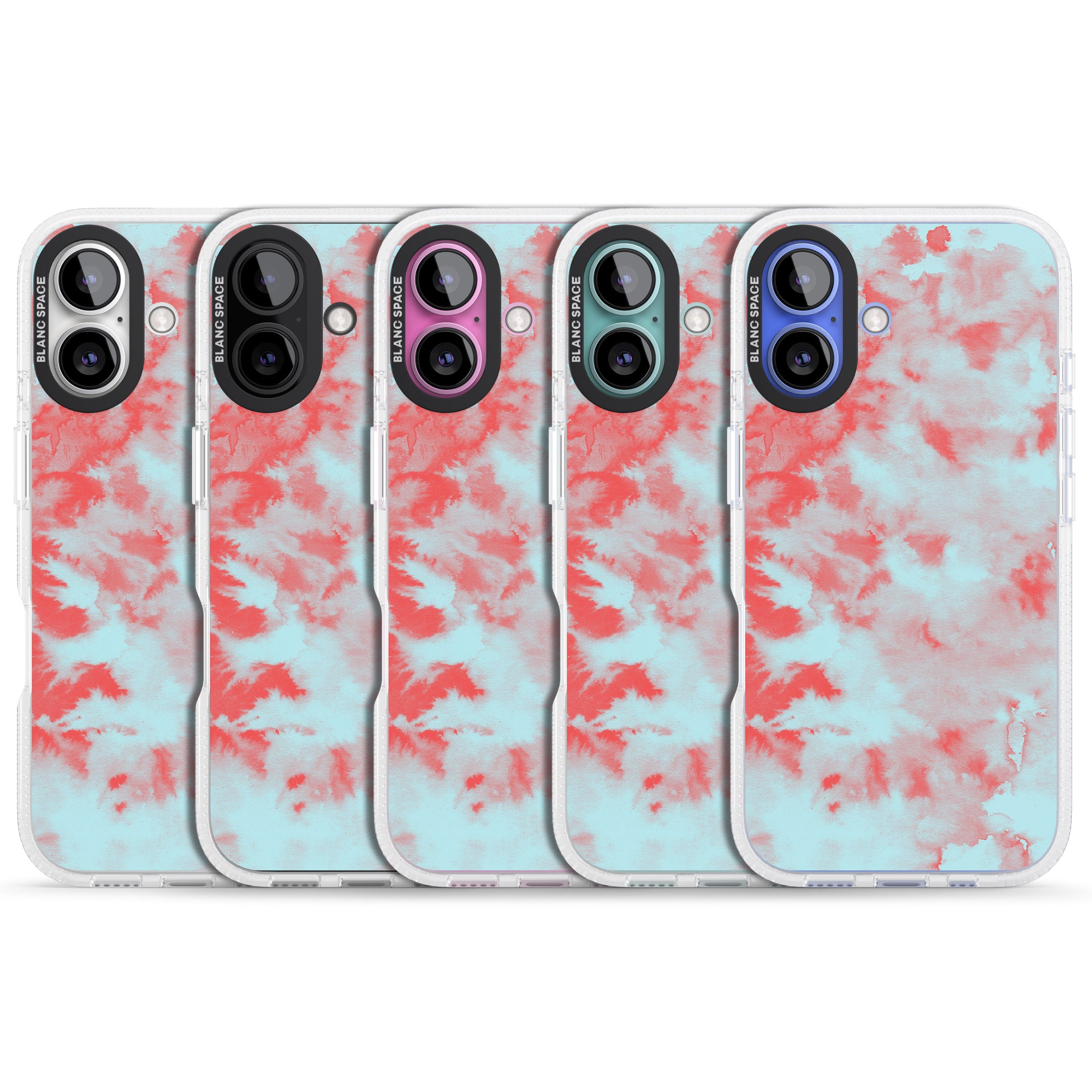 Red & Blue Acid Wash Tie-Dye Pattern iPhone 16 / 16 Plus Clear Case Impact Air - Blanc Space