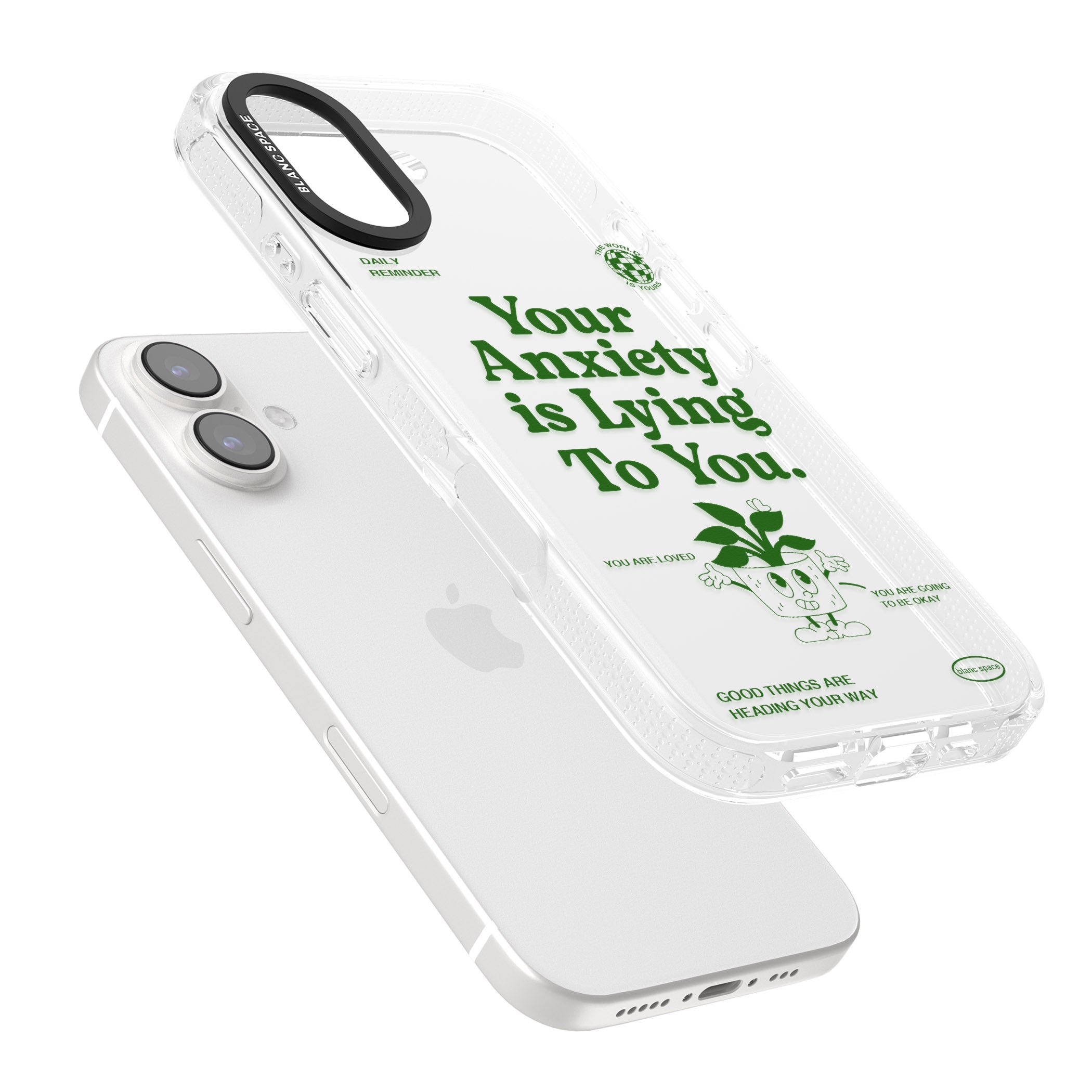 Your Anxiety Is Lying To You iPhone 16 / 16 Plus Clear Case Impact Air - Blanc Space