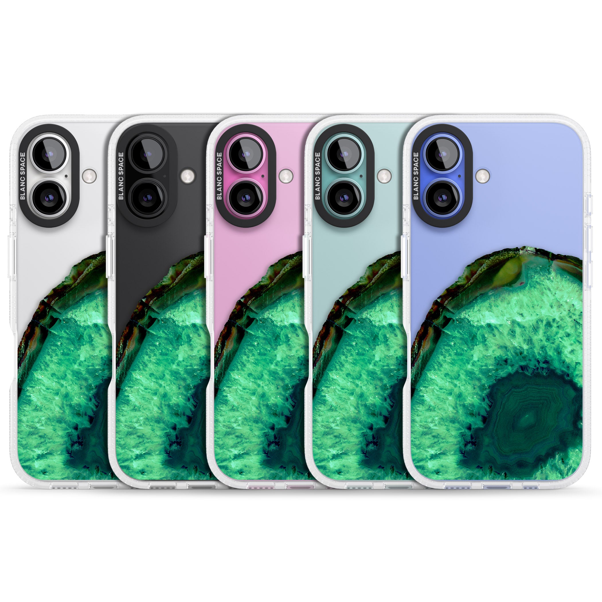 Emerald Green Gemstone Crystal Clear Design iPhone 16 / 16 Plus Clear Case Impact Air - Blanc Space