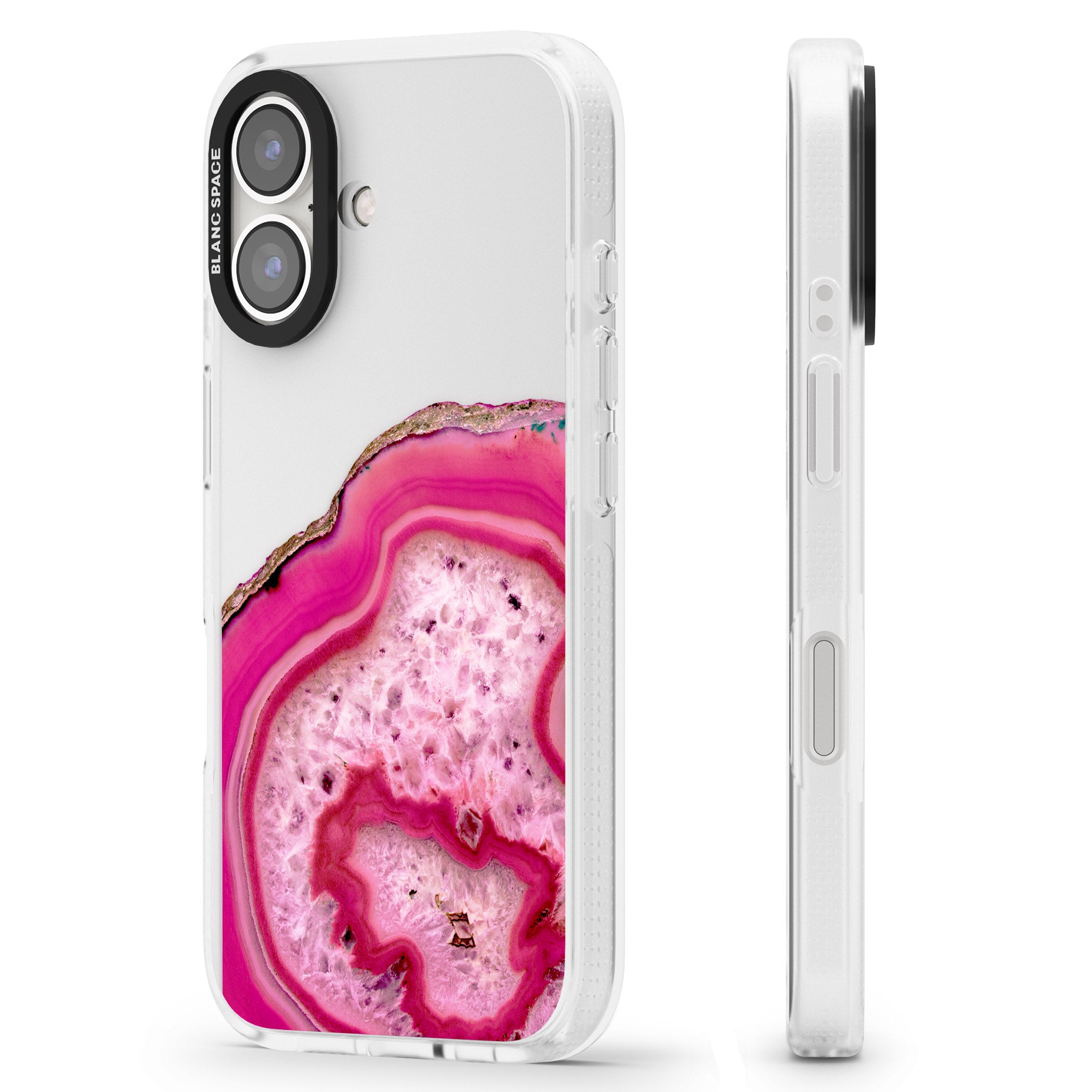 Bright Pink Gemstone Crystal Clear Design iPhone 16 / 16 Plus Clear Case Impact Air - Blanc Space