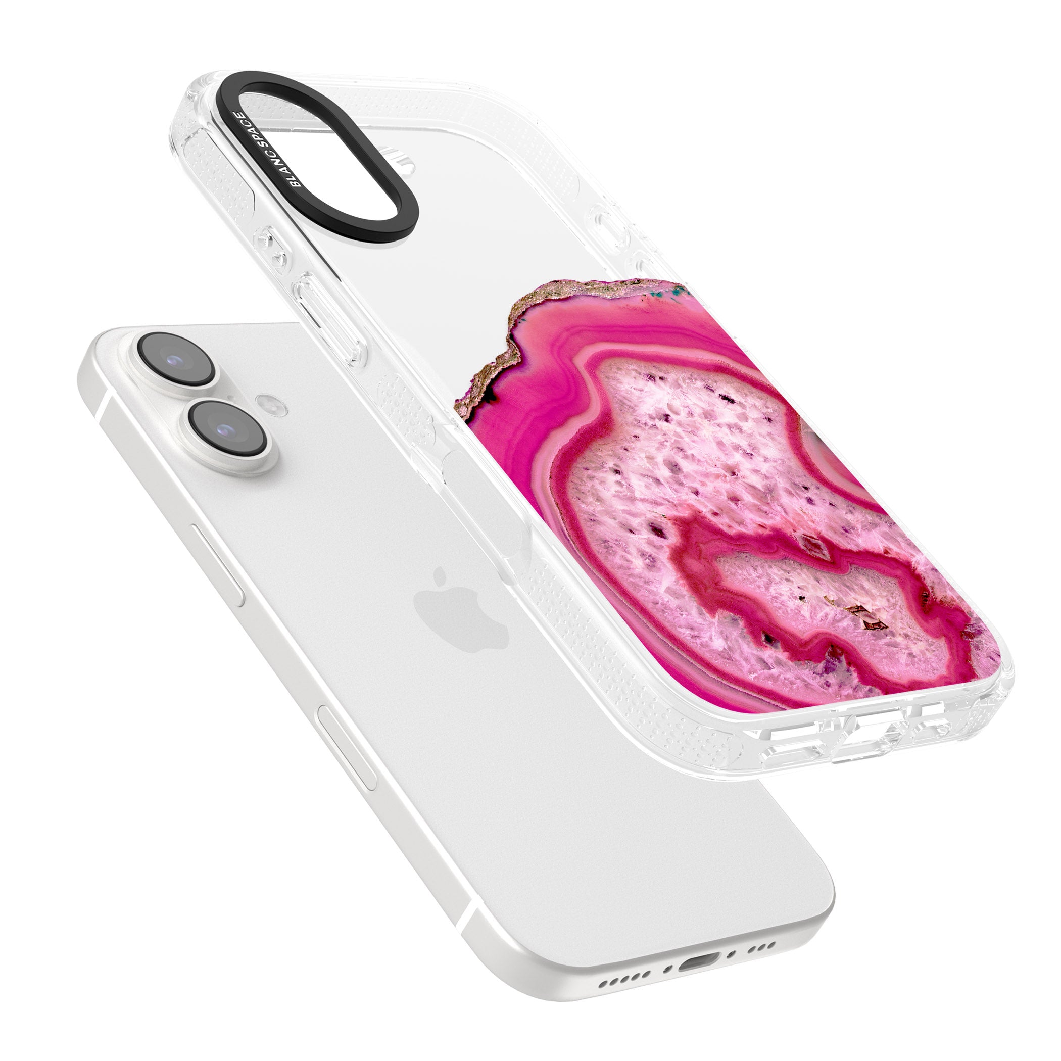 Bright Pink Gemstone Crystal Clear Design iPhone 16 / 16 Plus Clear Case Impact Air - Blanc Space