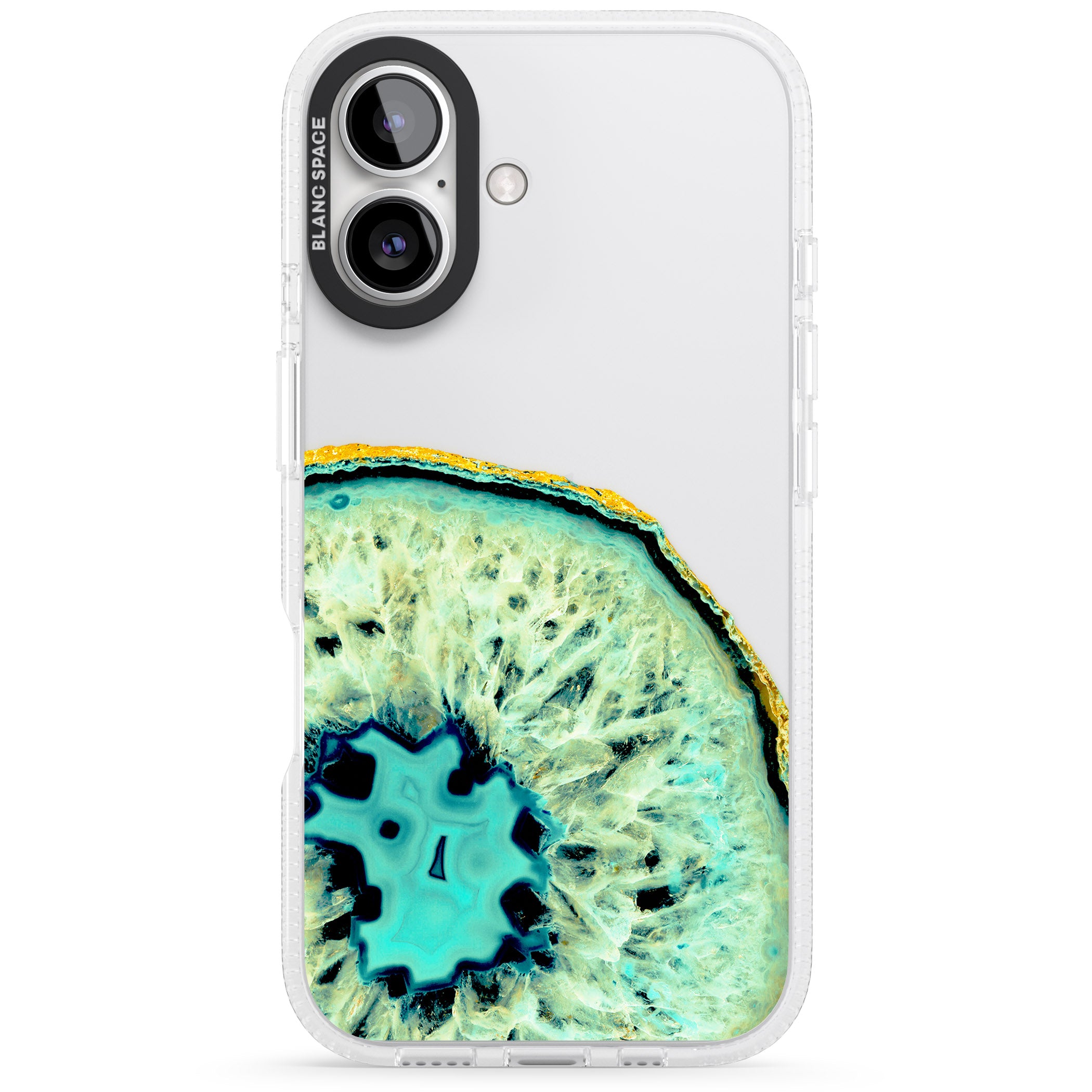 Turquoise & Green Gemstone Crystal Clear Design iPhone 16 / 16 Plus Clear Case Impact Air - Blanc Space