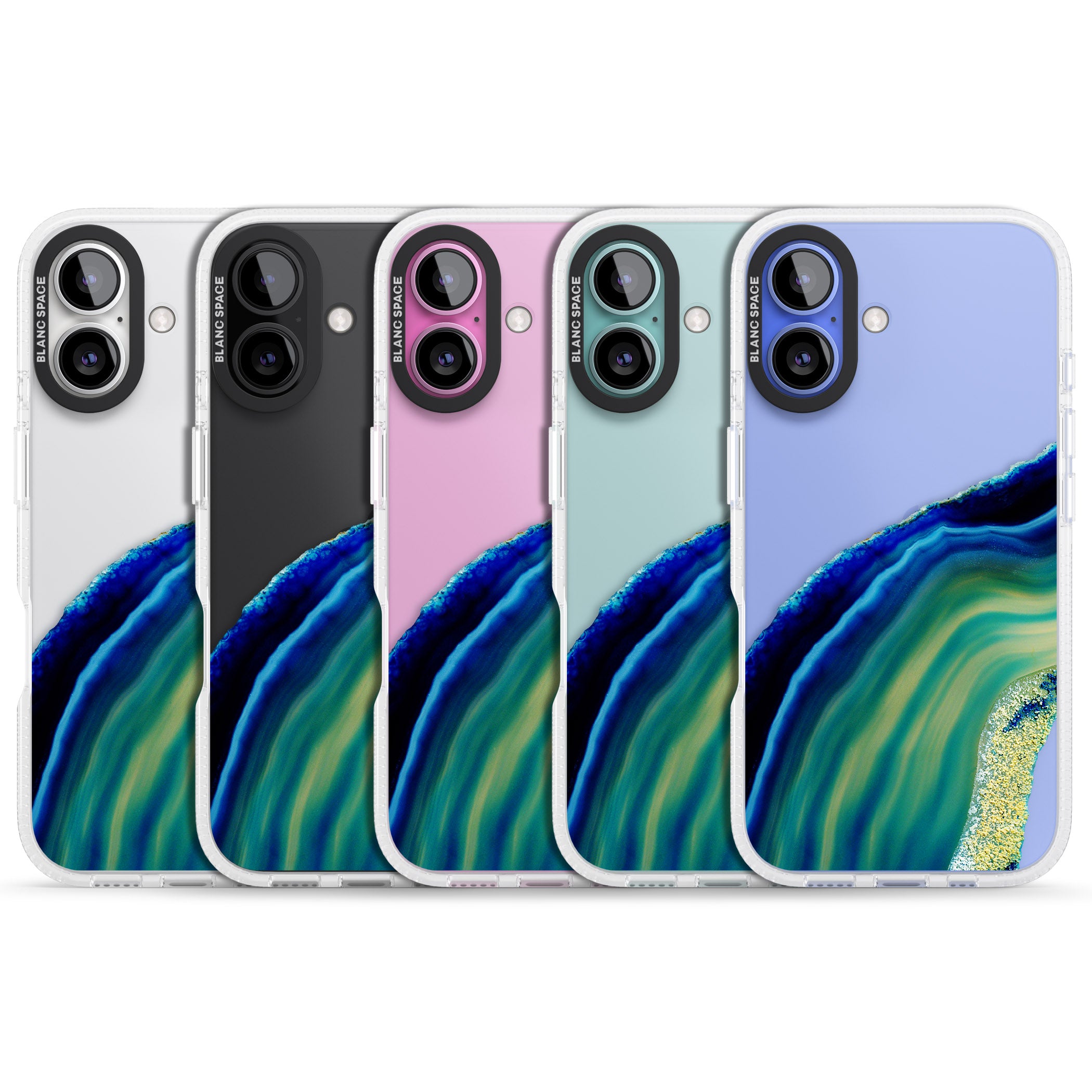 Green & Blue Gemstone Crystal iPhone 16 / 16 Plus Clear Case Impact Air - Blanc Space