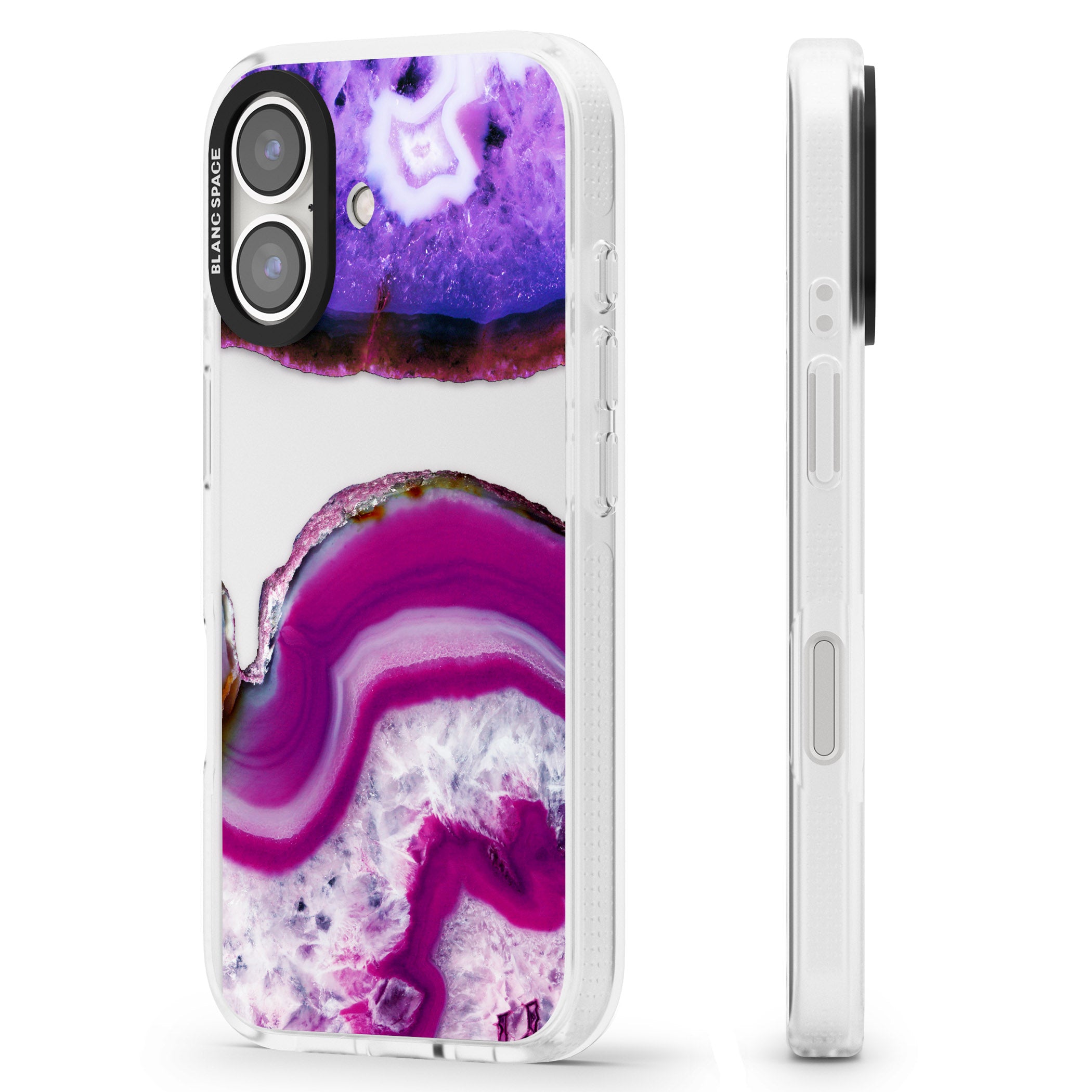 Purple & White Gemstone Crystal Clear Design iPhone 16 / 16 Plus Clear Case Impact Air - Blanc Space