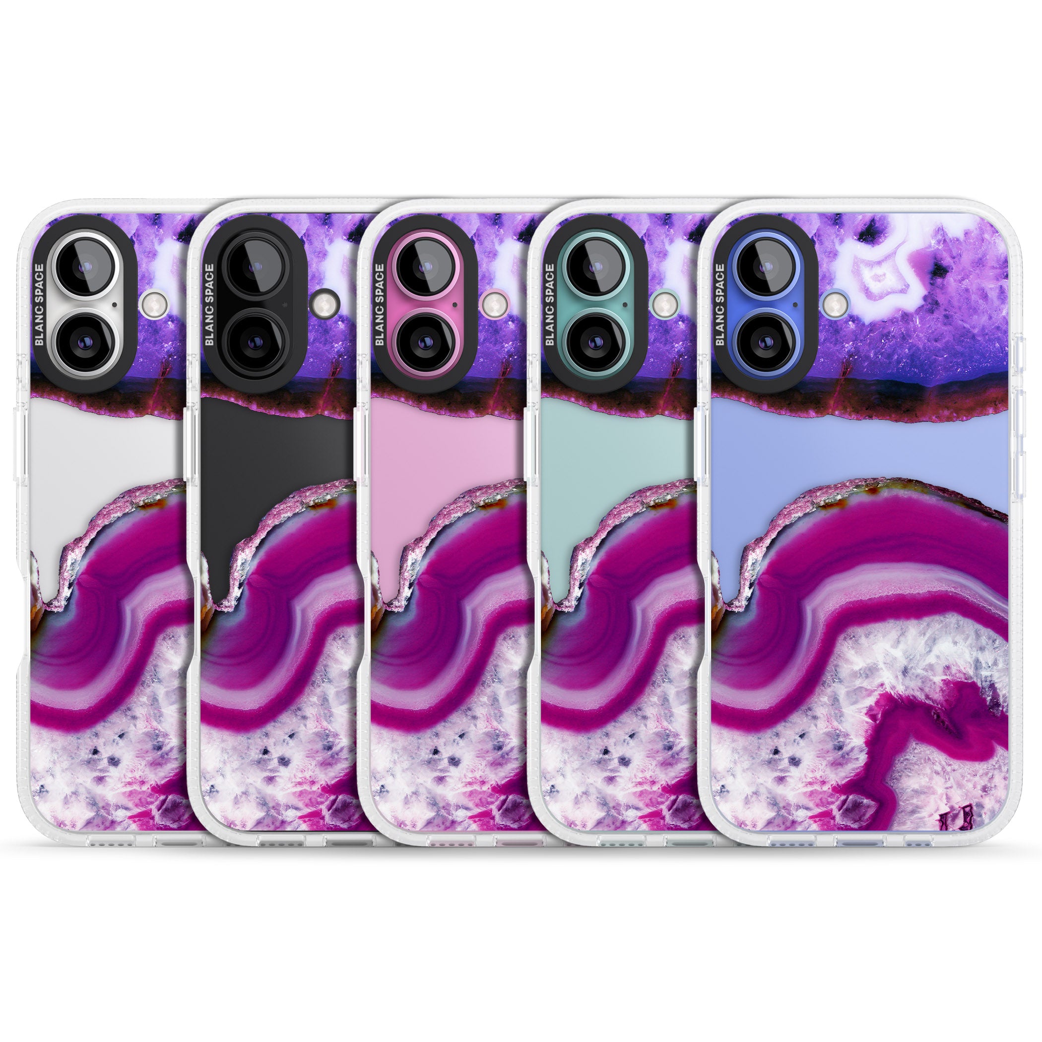Purple & White Gemstone Crystal Clear Design iPhone 16 / 16 Plus Clear Case Impact Air - Blanc Space