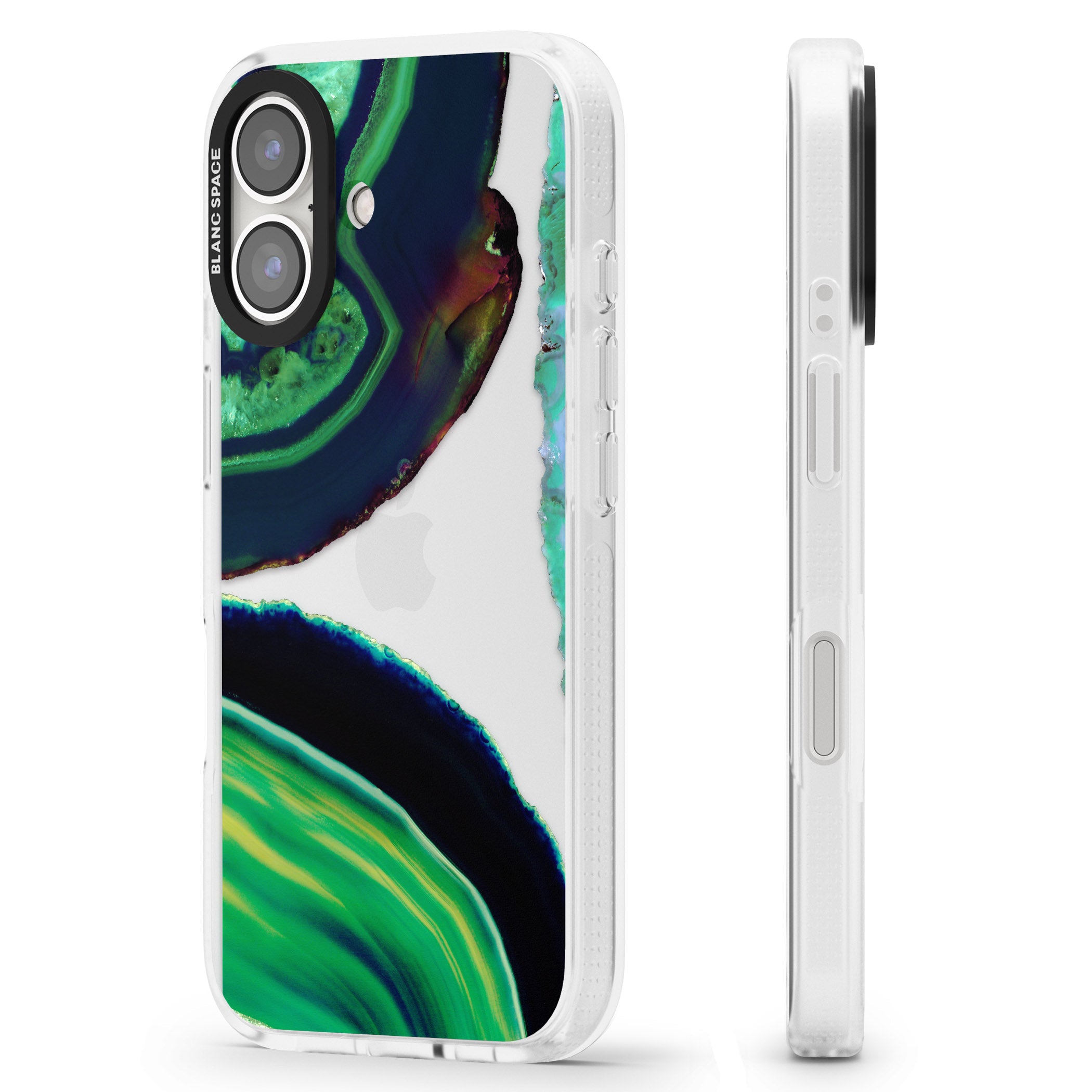 Green & Navy Gemstone Crystal Clear Design iPhone 16 / 16 Plus Clear Case Impact Air - Blanc Space