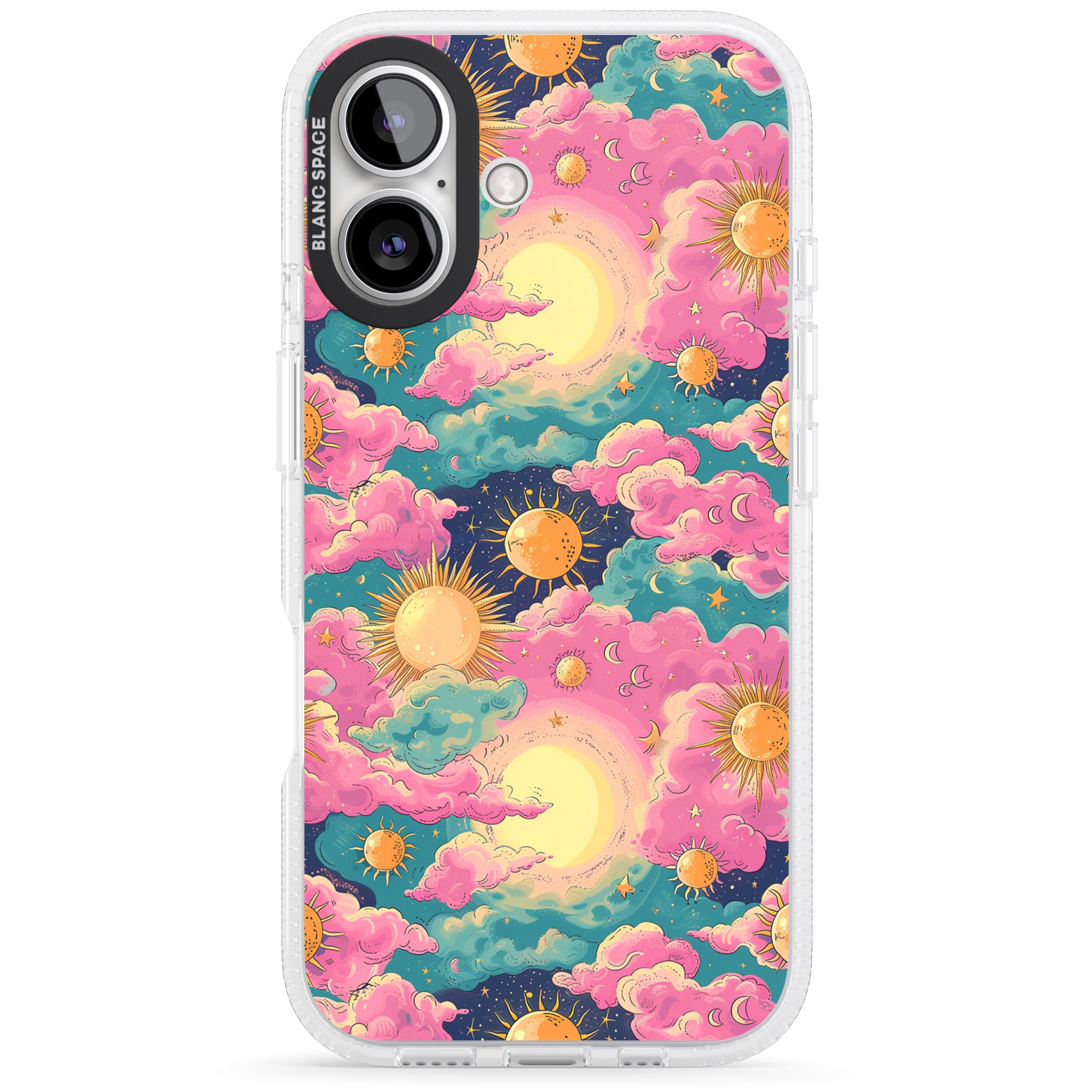 Starlight Clouds iPhone 16 / 16 Plus Clear Case Impact Air - Blanc Space