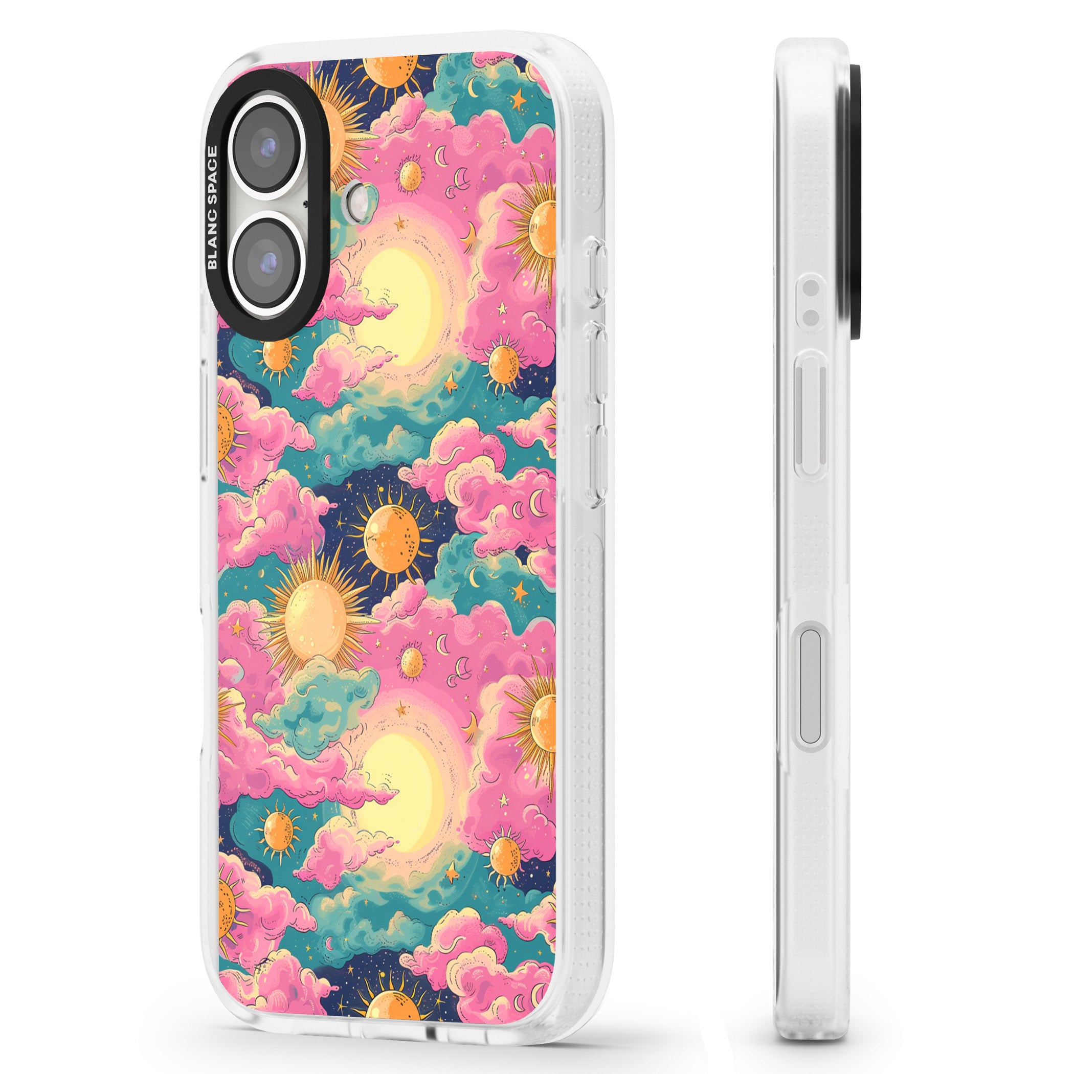 Starlight Clouds iPhone 16 / 16 Plus Clear Case Impact Air - Blanc Space