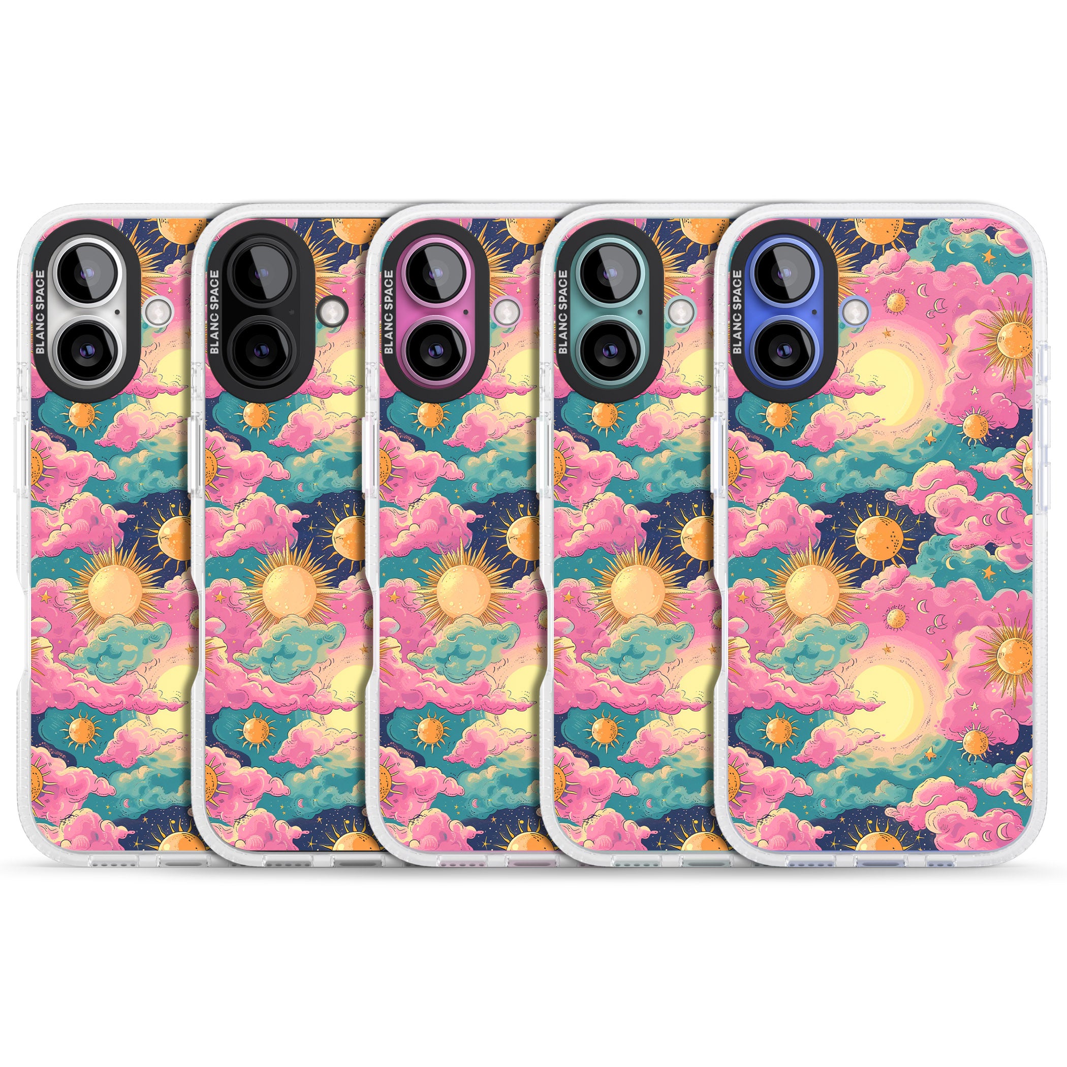 Starlight Clouds iPhone 16 / 16 Plus Clear Case Impact Air - Blanc Space