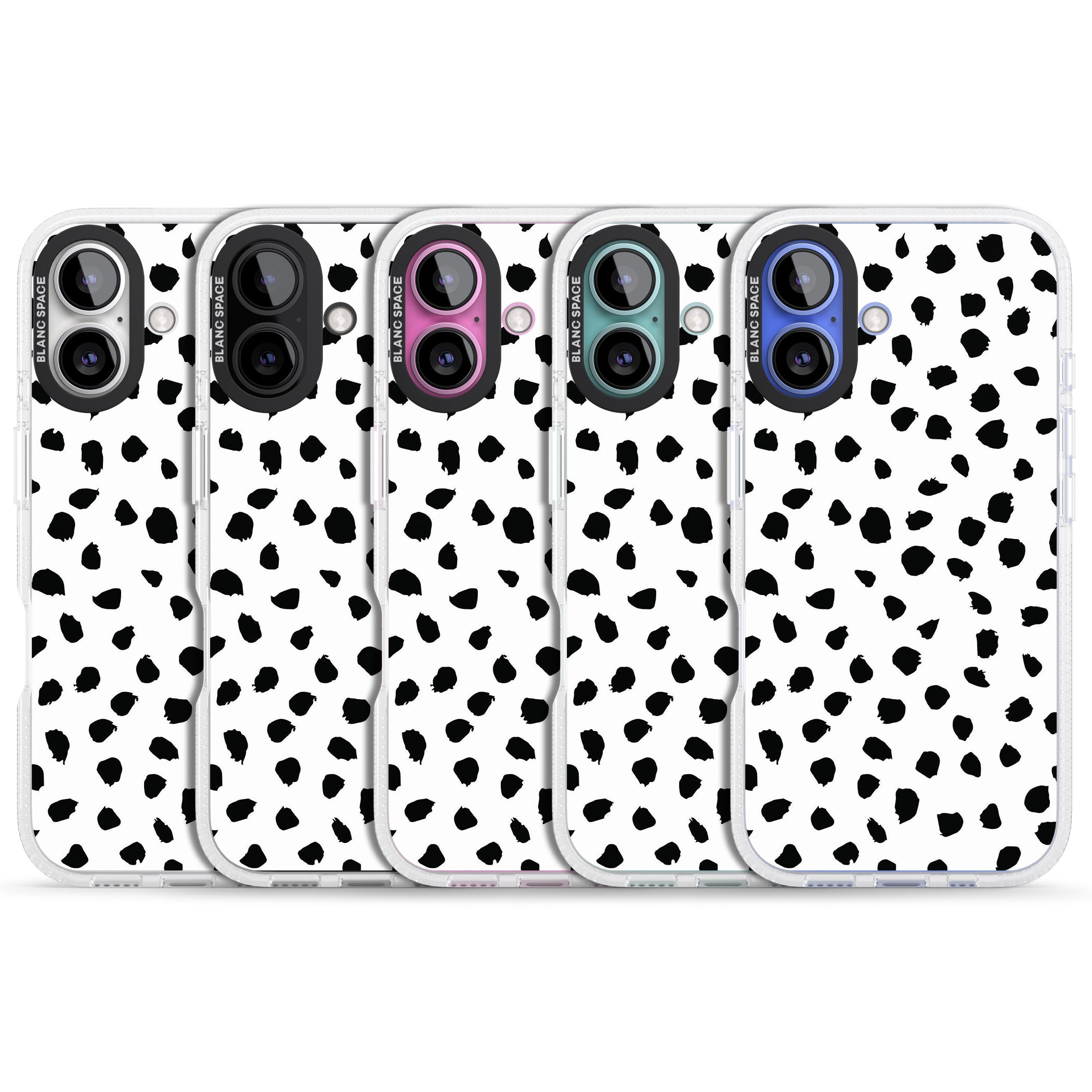 White Dalmatian Print iPhone 16 / 16 Plus Clear Case Impact Air - Blanc Space