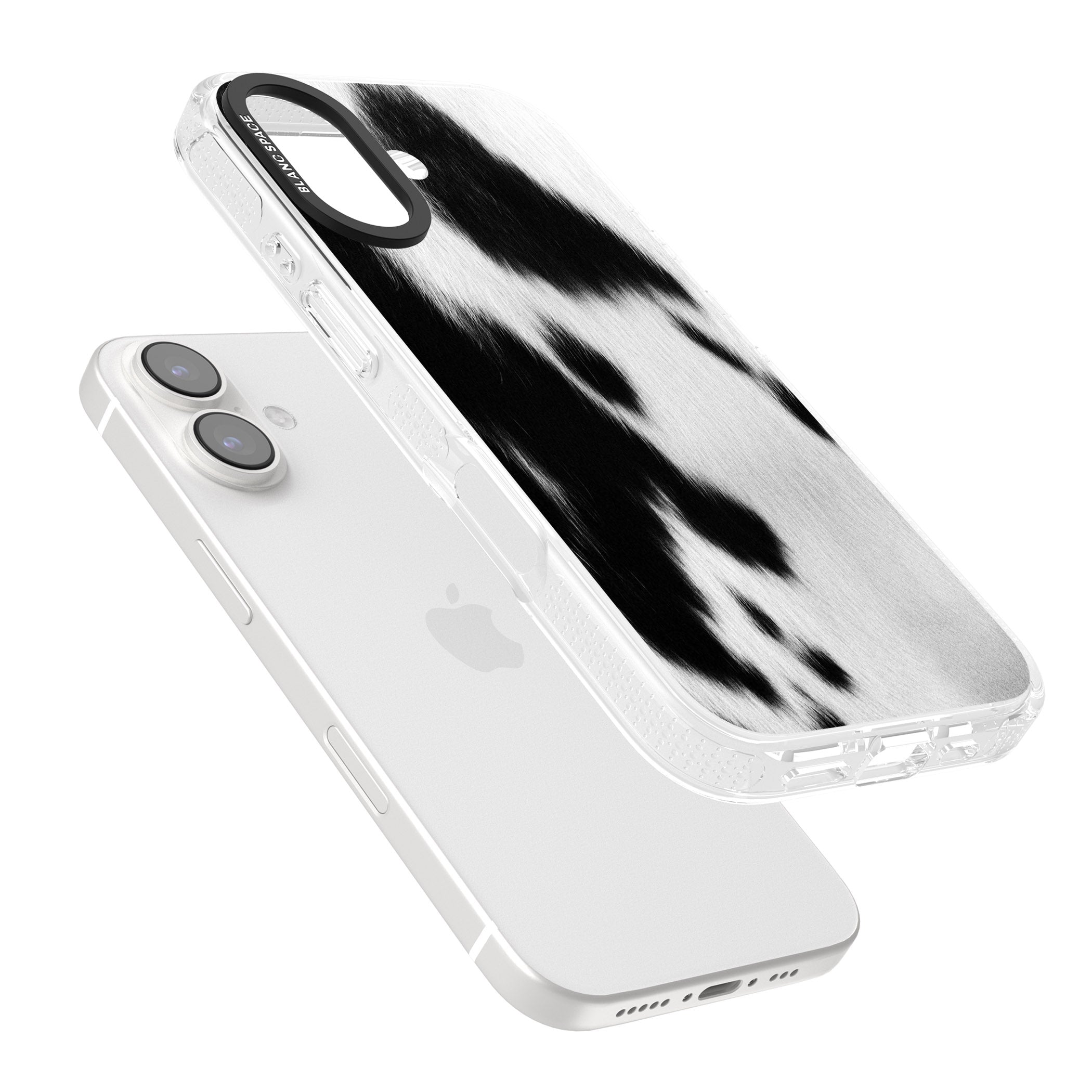 Designer Fashion Cowhide iPhone 16 / 16 Plus Clear Case Impact Air - Blanc Space