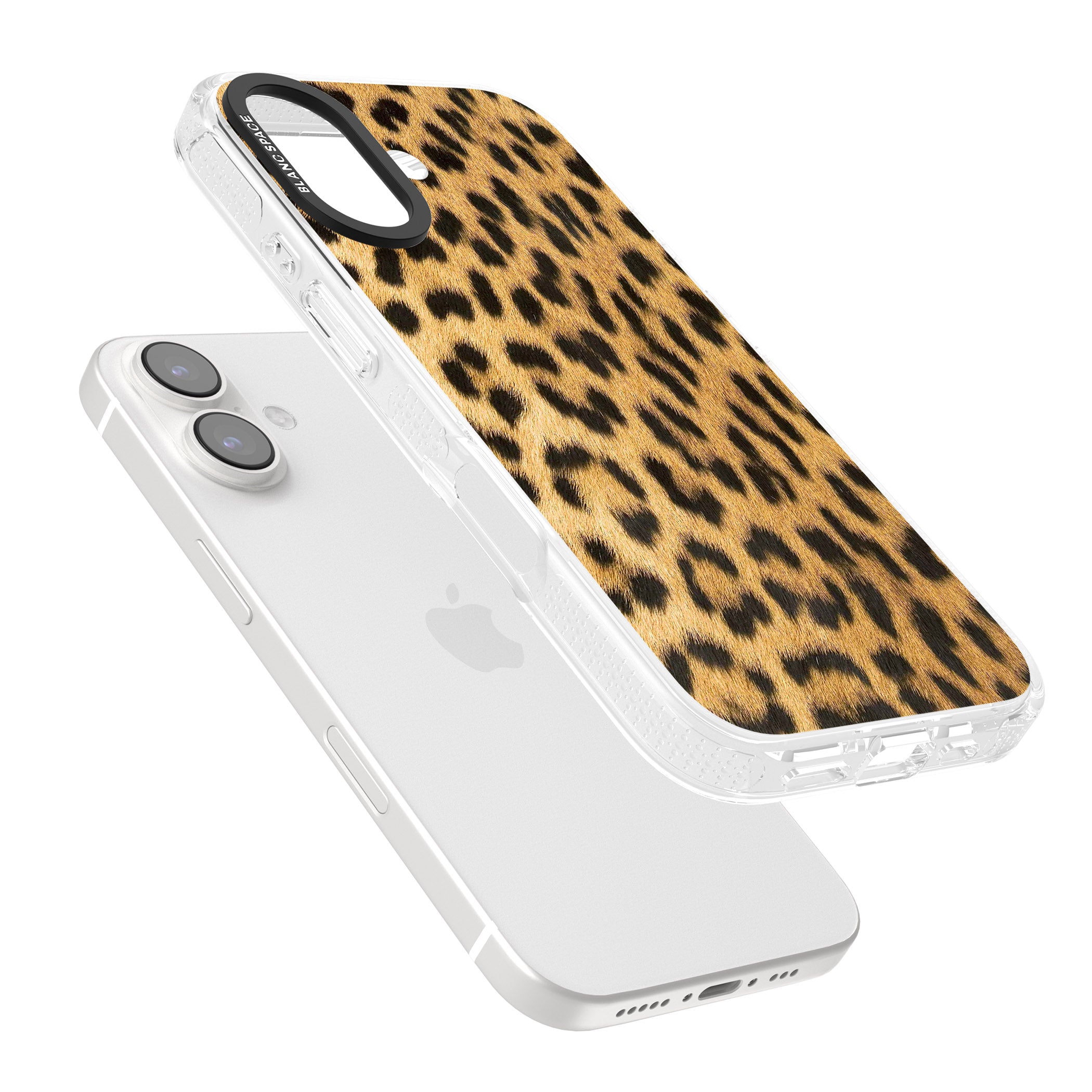 Designer Fashion Gold Leopard Print iPhone 16 / 16 Plus Clear Case Impact Air - Blanc Space