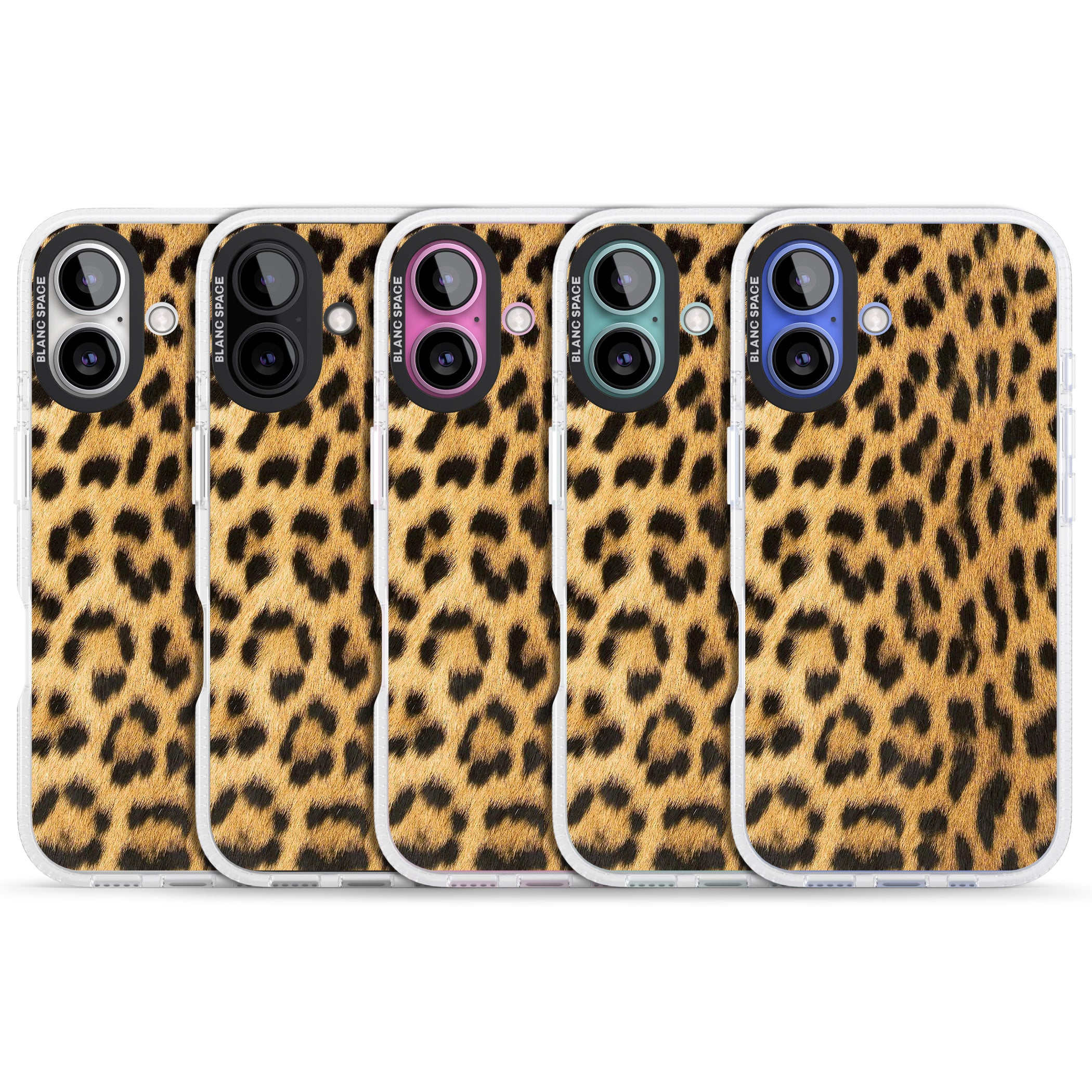 Designer Fashion Gold Leopard Print iPhone 16 / 16 Plus Clear Case Impact Air - Blanc Space