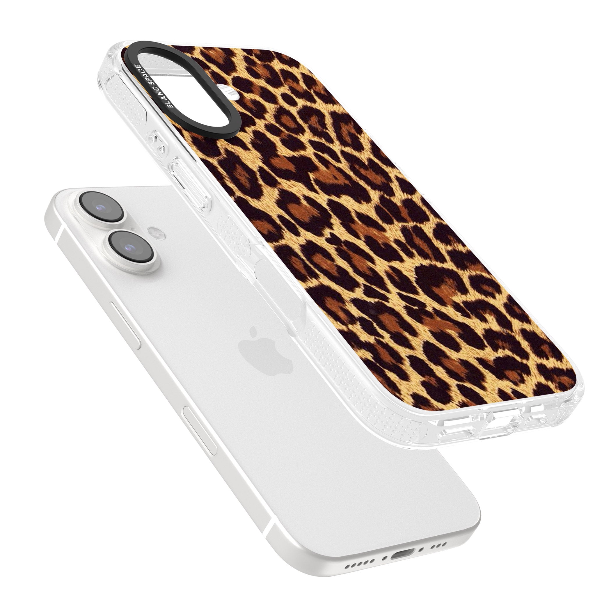 Gold Leopard Print iPhone 16 / 16 Plus Clear Case Impact Air - Blanc Space