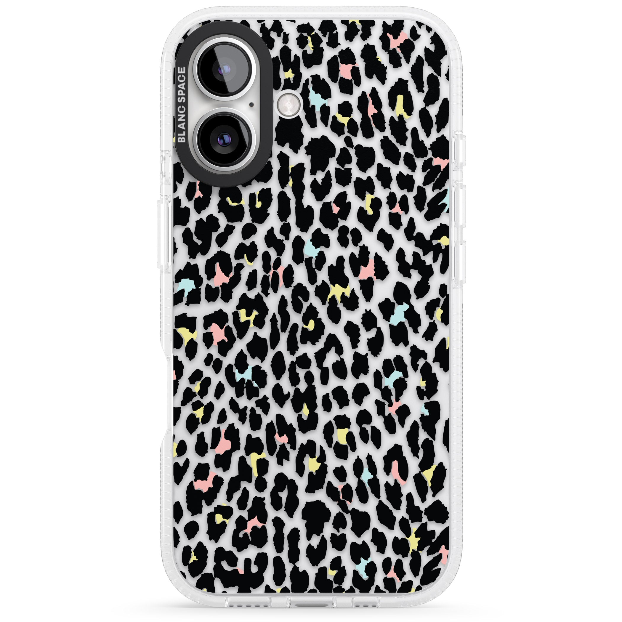 Mixed Pastels Leopard Print - Transparent iPhone 16 / 16 Plus Clear Case Impact Air - Blanc Space