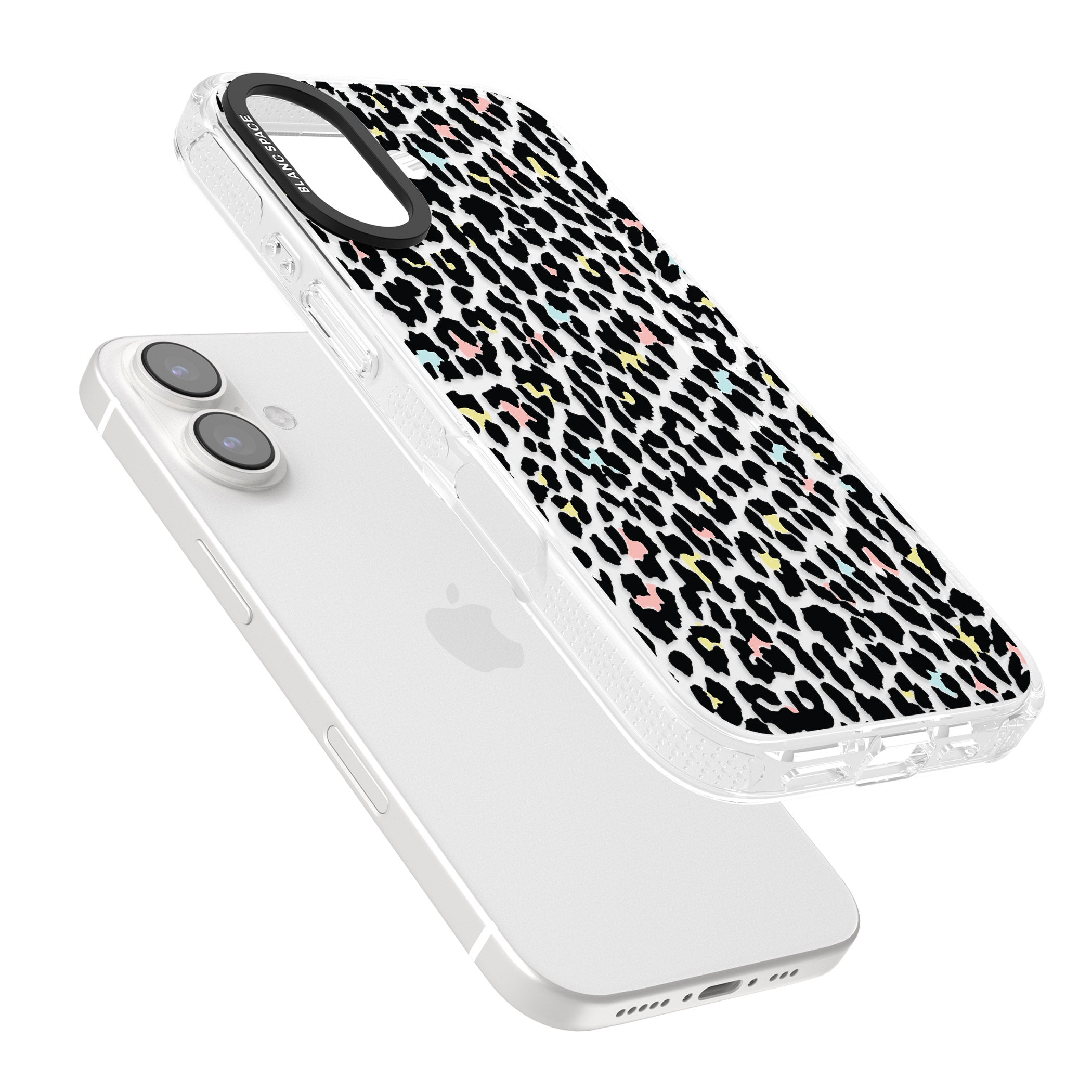 Mixed Pastels Leopard Print - Transparent iPhone 16 / 16 Plus Clear Case Impact Air - Blanc Space