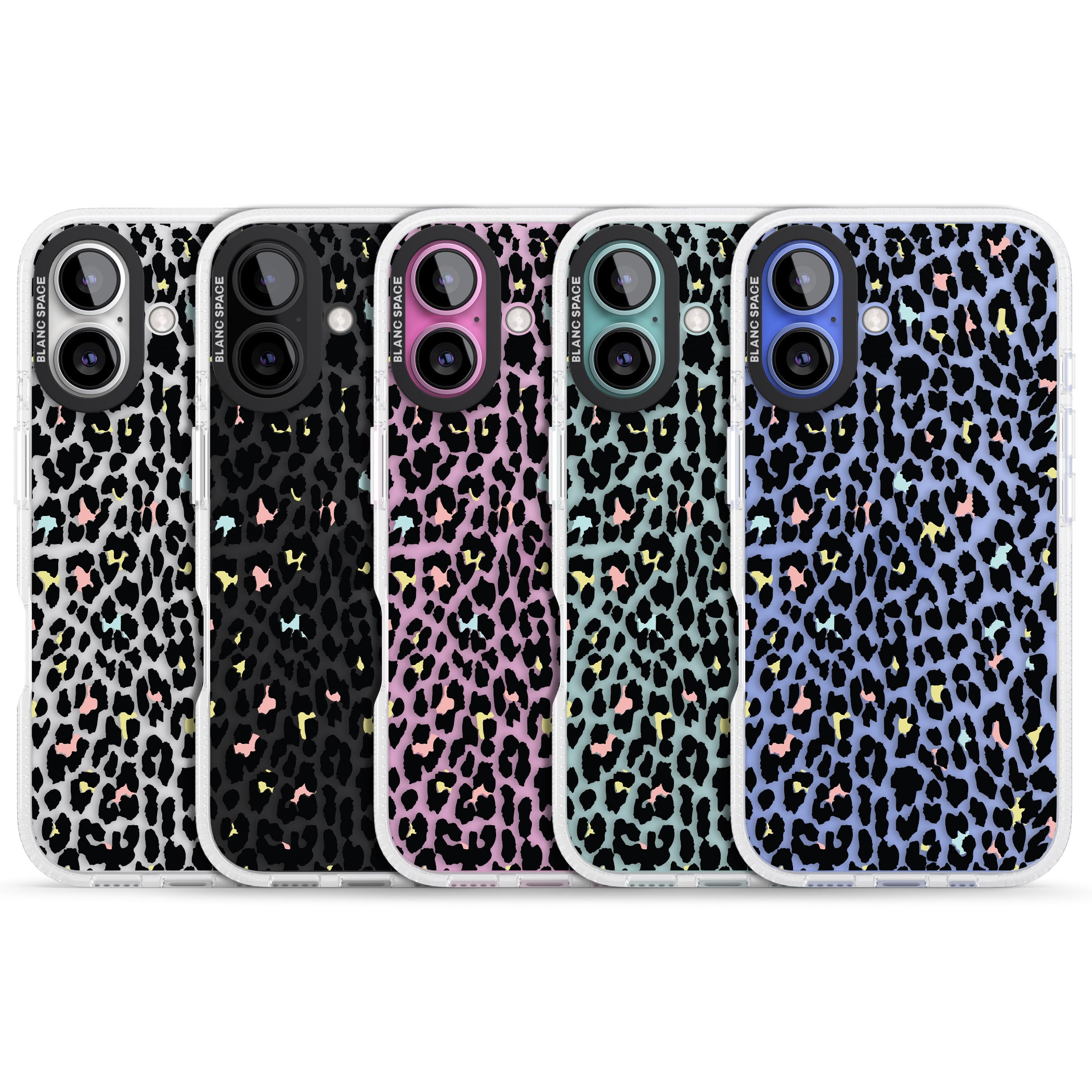 Mixed Pastels Leopard Print - Transparent iPhone 16 / 16 Plus Clear Case Impact Air - Blanc Space