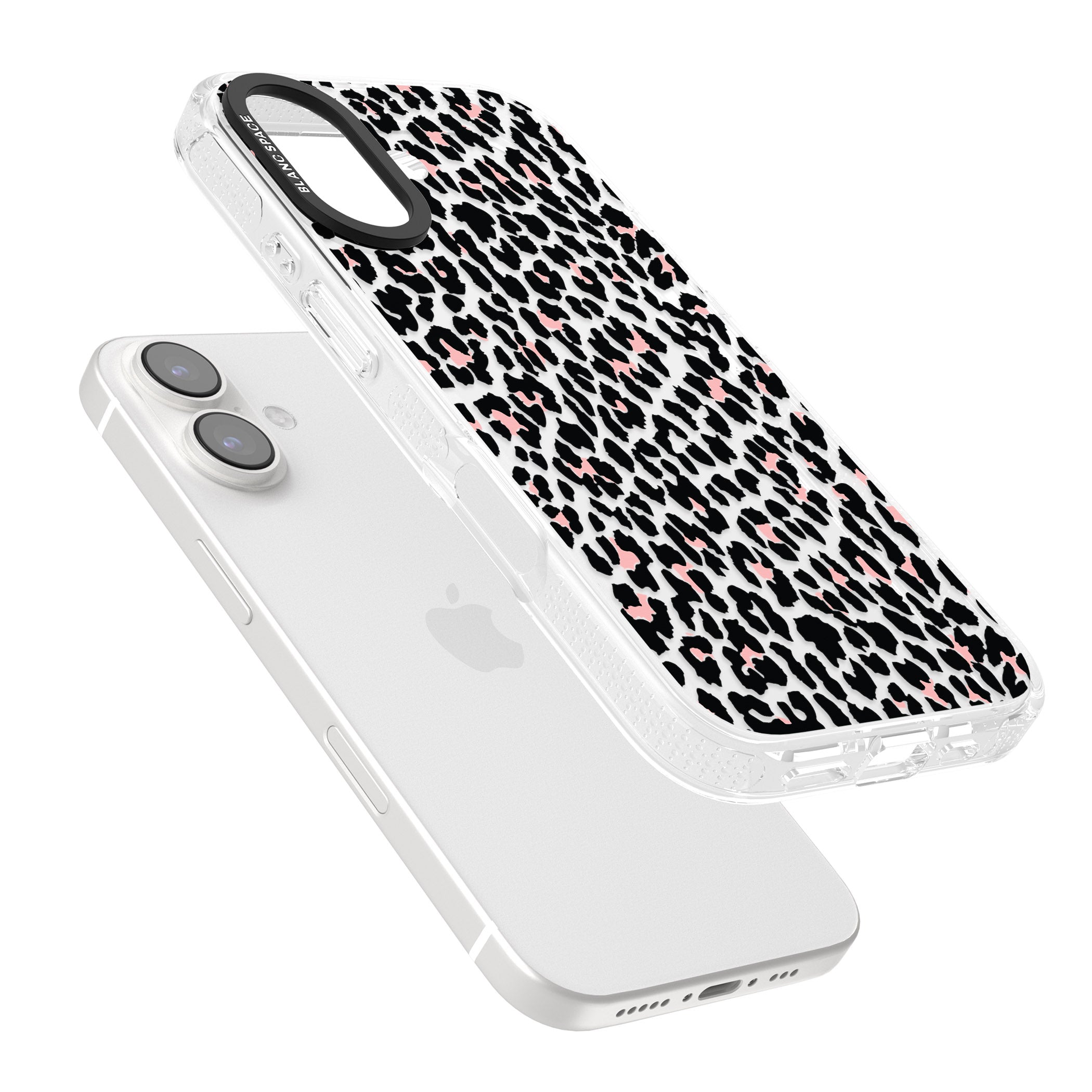 Light Pink Leopard Print - Transparent iPhone 16 / 16 Plus Clear Case Impact Air - Blanc Space