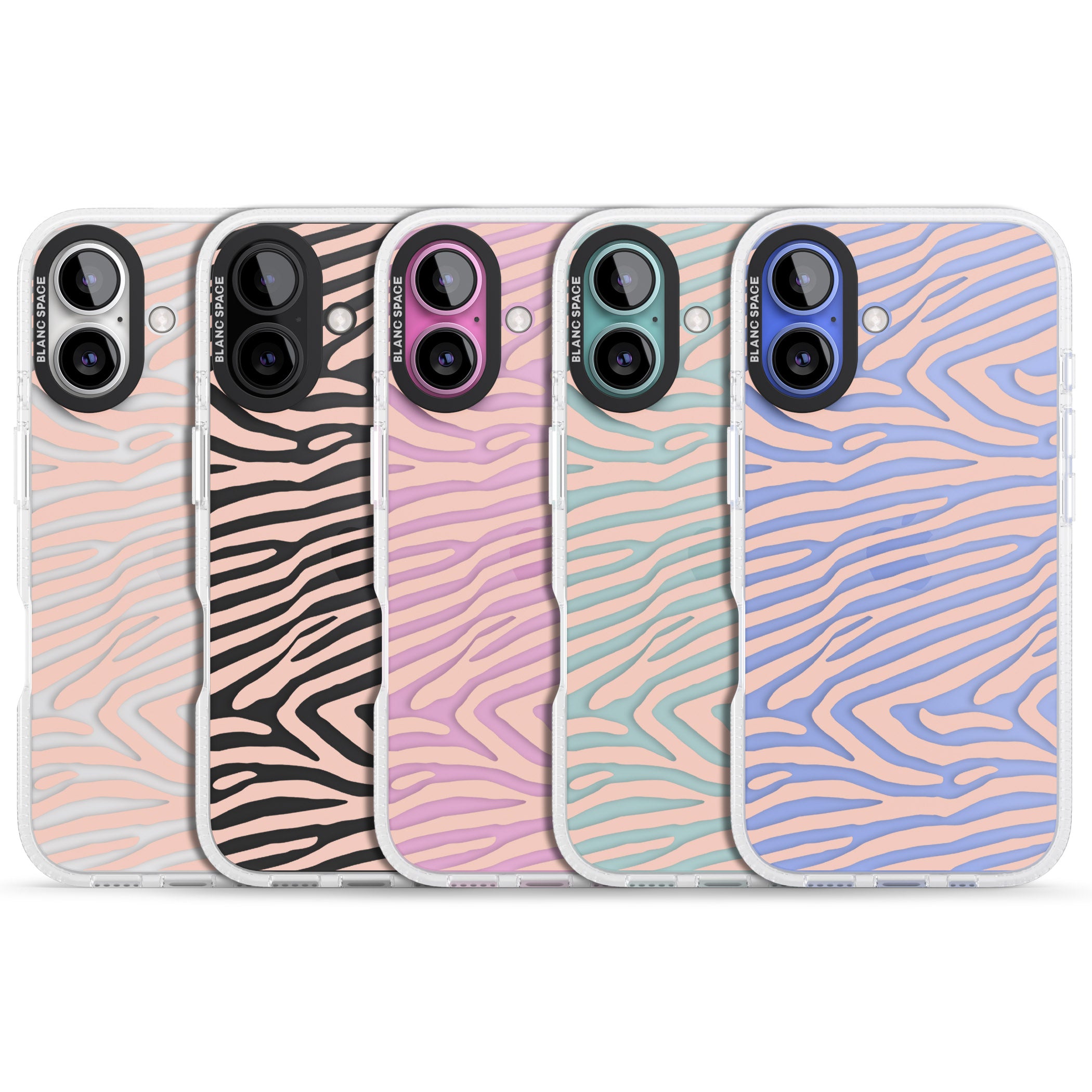 Horizontal Zebra Stripes Transparent Animal Print iPhone 16 / 16 Plus Clear Case Impact Air - Blanc Space