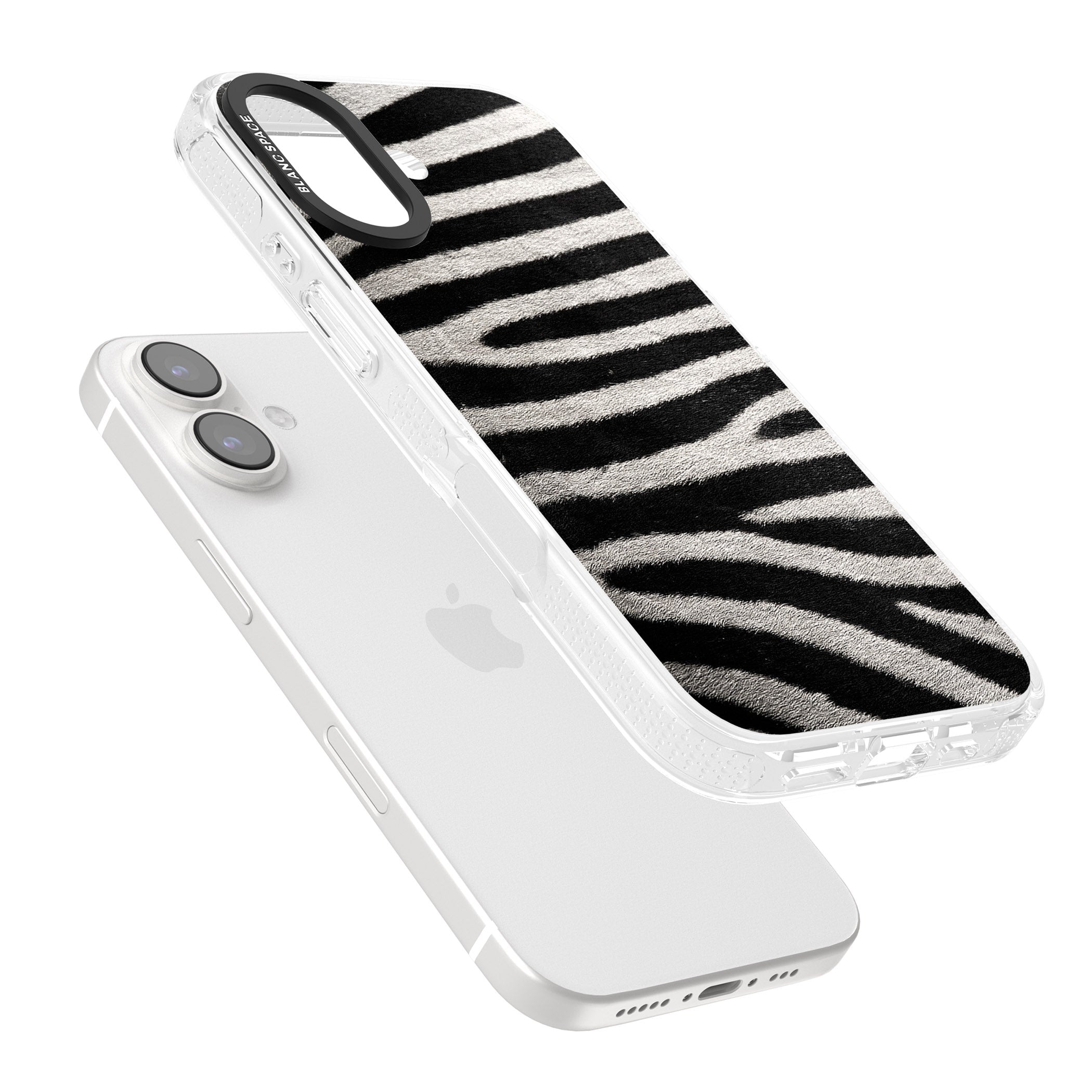 Zebra Print iPhone 16 / 16 Plus Clear Case Impact Air - Blanc Space
