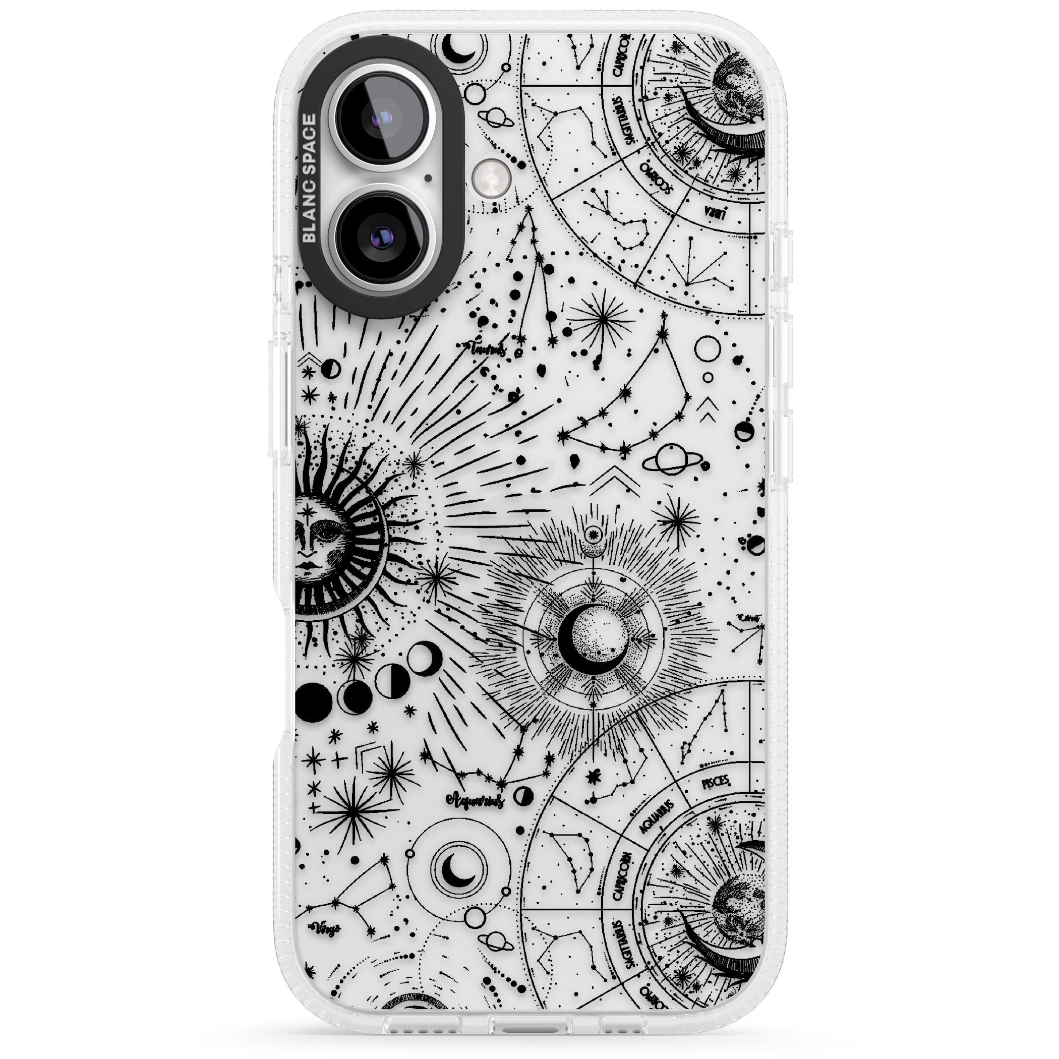 Suns & Constellations Astrological iPhone 16 / 16 Plus Clear Case Impact Air - Blanc Space