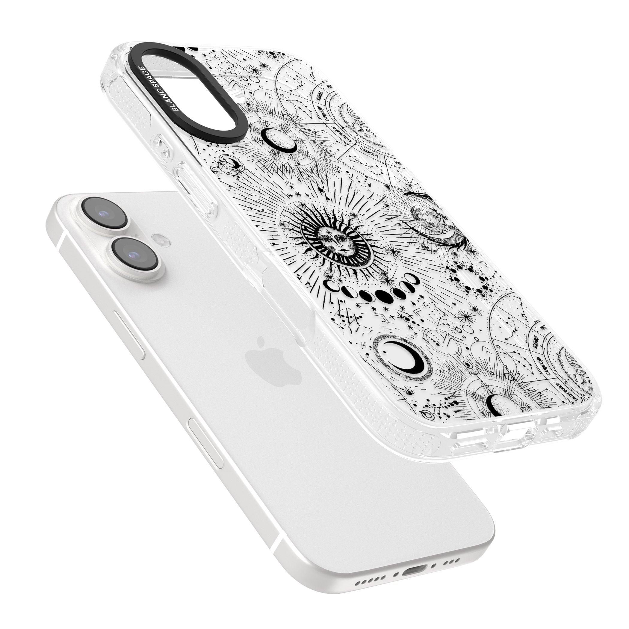 Transparent Suns & Zodiac Charts iPhone 16 / 16 Plus Clear Case Impact Air - Blanc Space