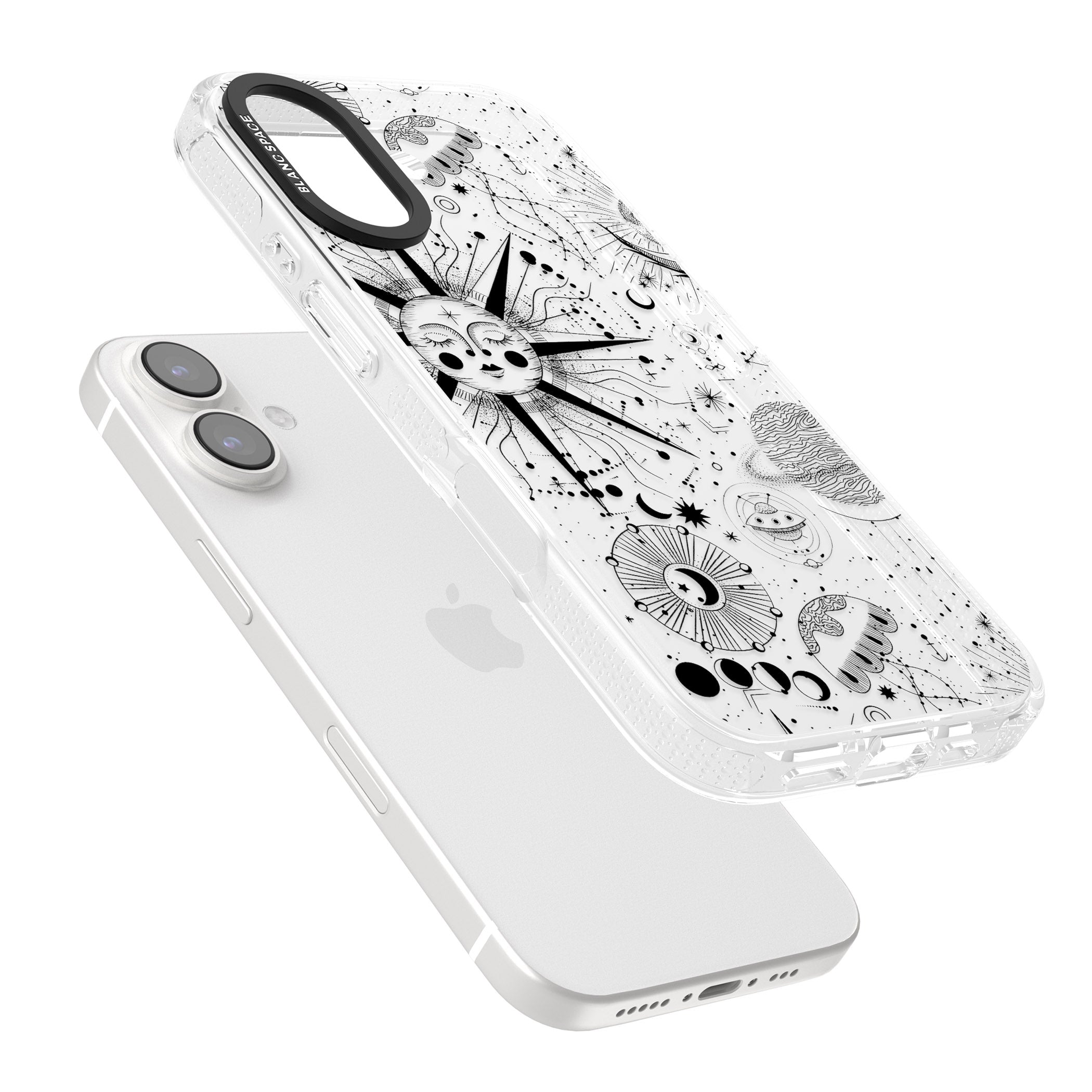 Large Sun Vintage Astrological iPhone 16 / 16 Plus Clear Case Impact Air - Blanc Space