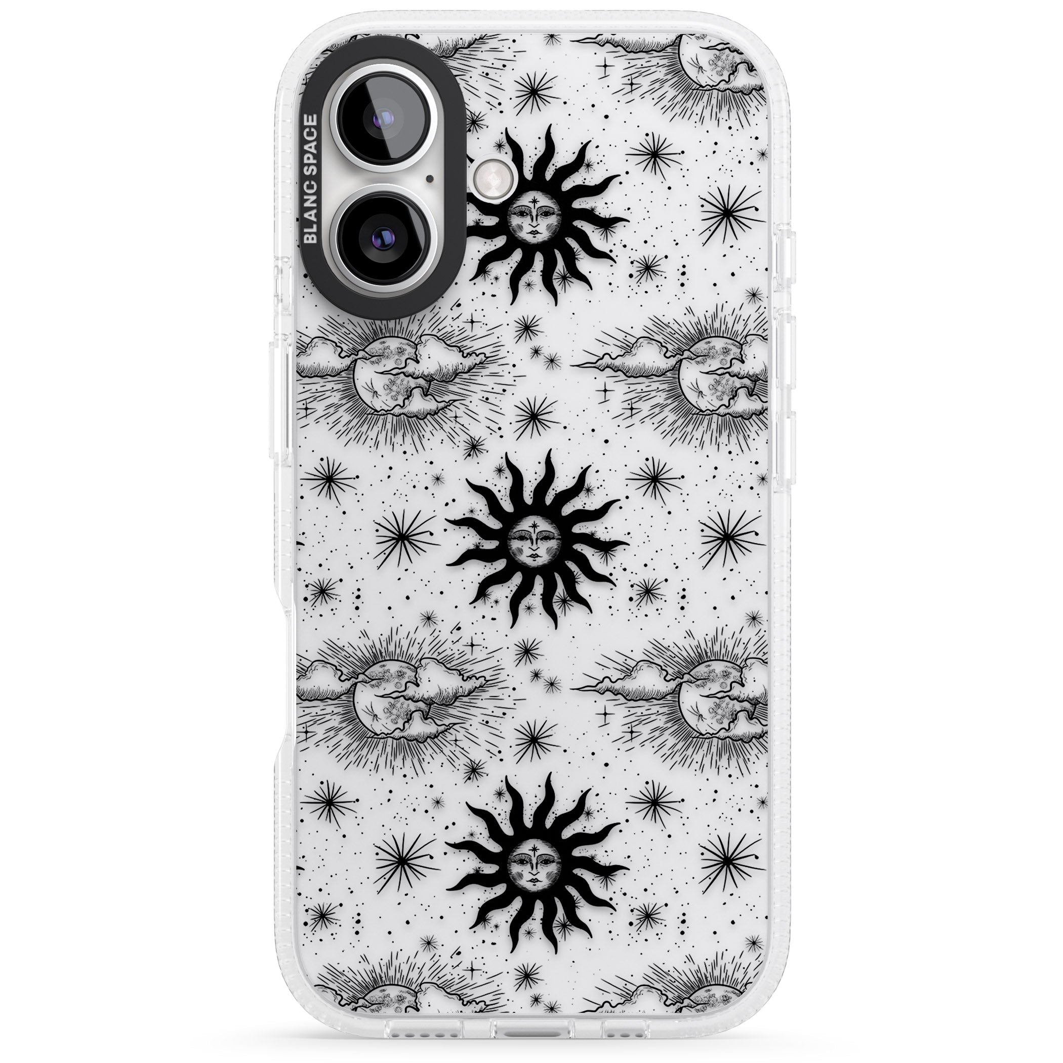 Suns & Clouds Vintage Astrological iPhone 16 / 16 Plus Clear Case Impact Air - Blanc Space