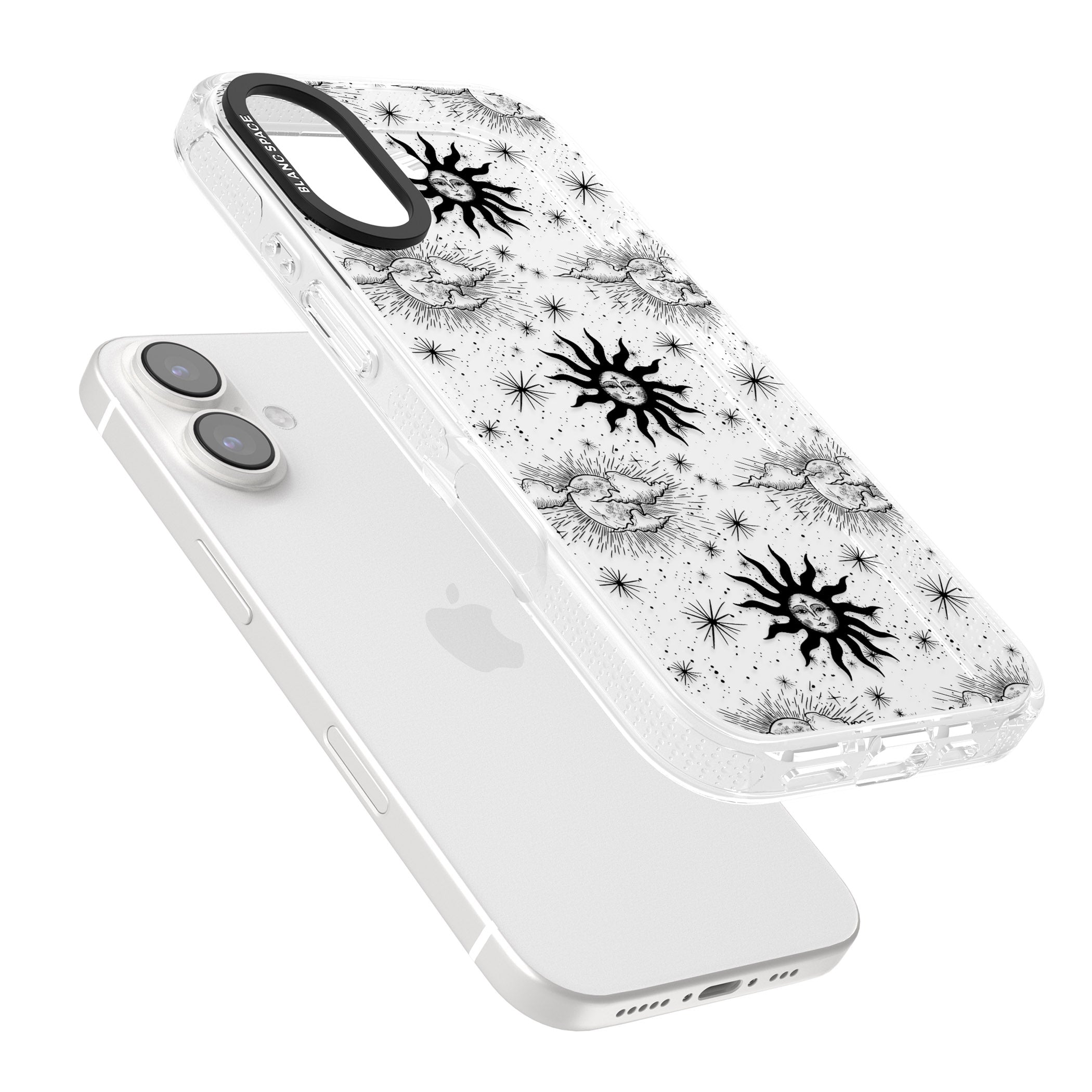 Suns & Clouds Vintage Astrological iPhone 16 / 16 Plus Clear Case Impact Air - Blanc Space