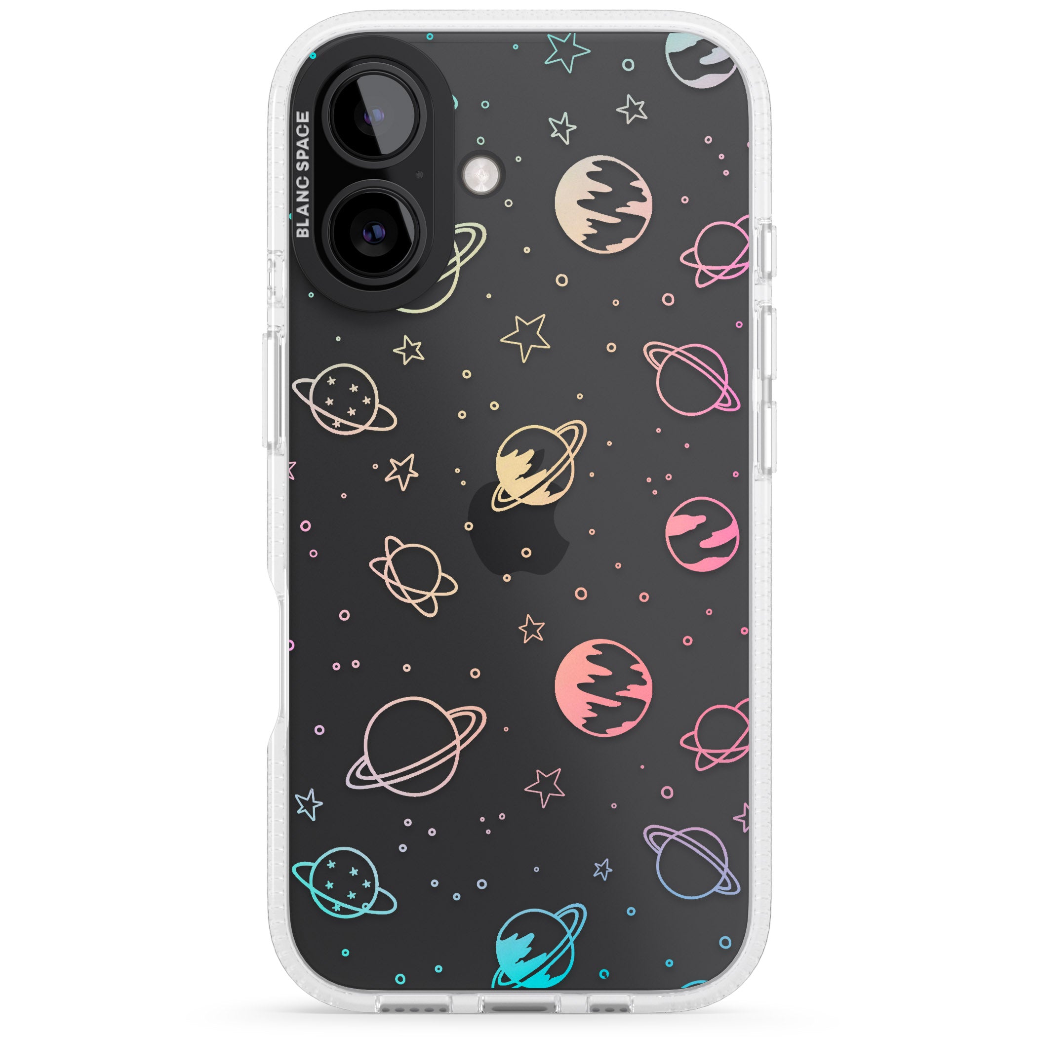Cosmic Outer Space Design Pastels on Clear iPhone 16 / 16 Plus Clear Case Impact Air - Blanc Space
