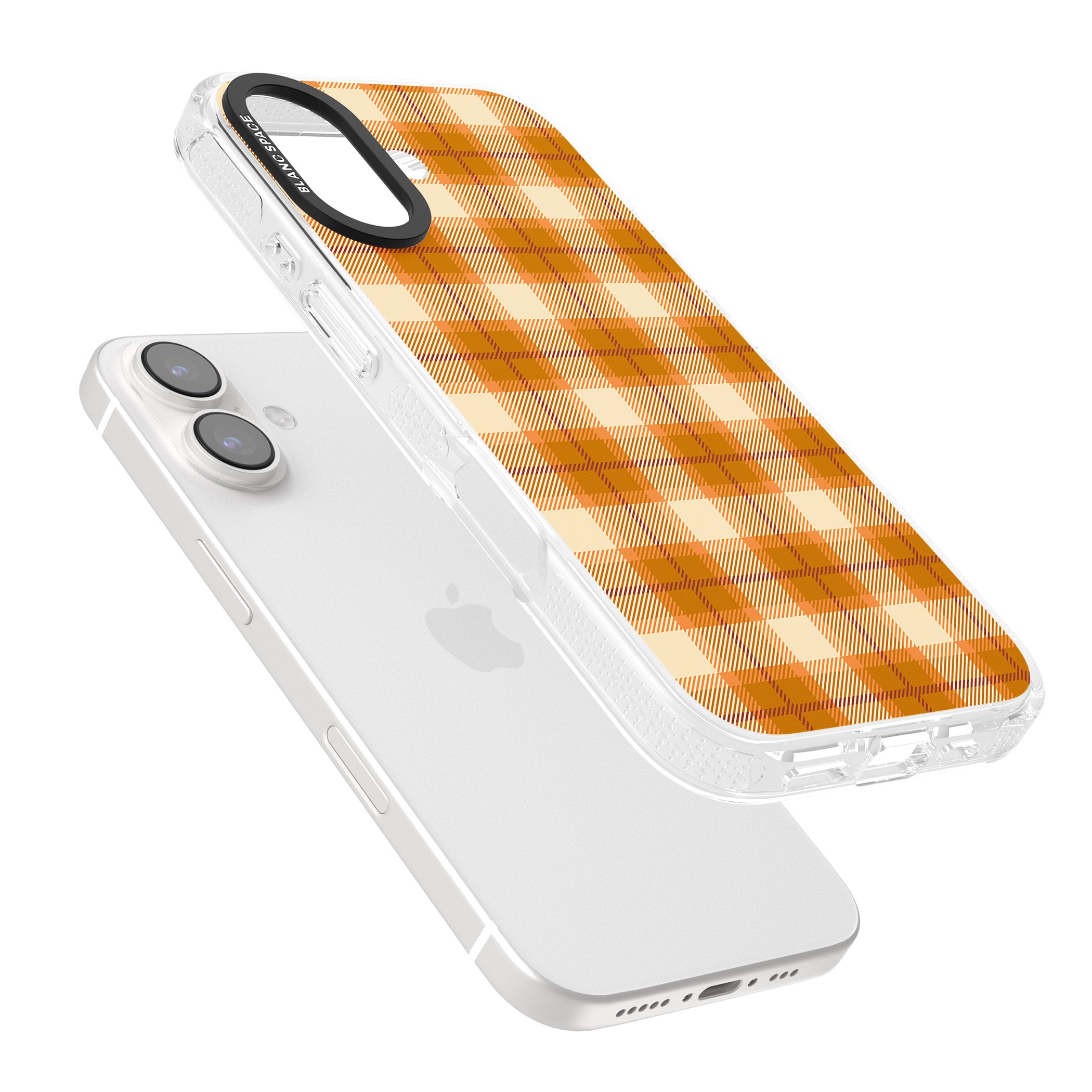 Pumpkin Plaid iPhone 16 / 16 Plus Clear Case Impact Air - Blanc Space