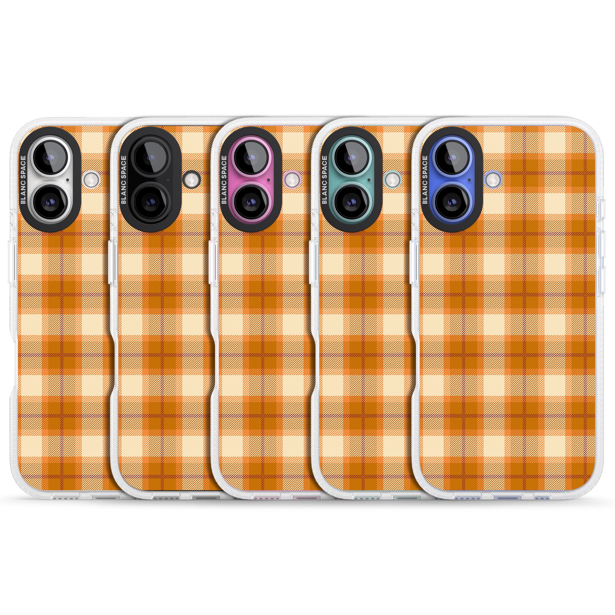 Pumpkin Plaid iPhone 16 / 16 Plus Clear Case Impact Air - Blanc Space