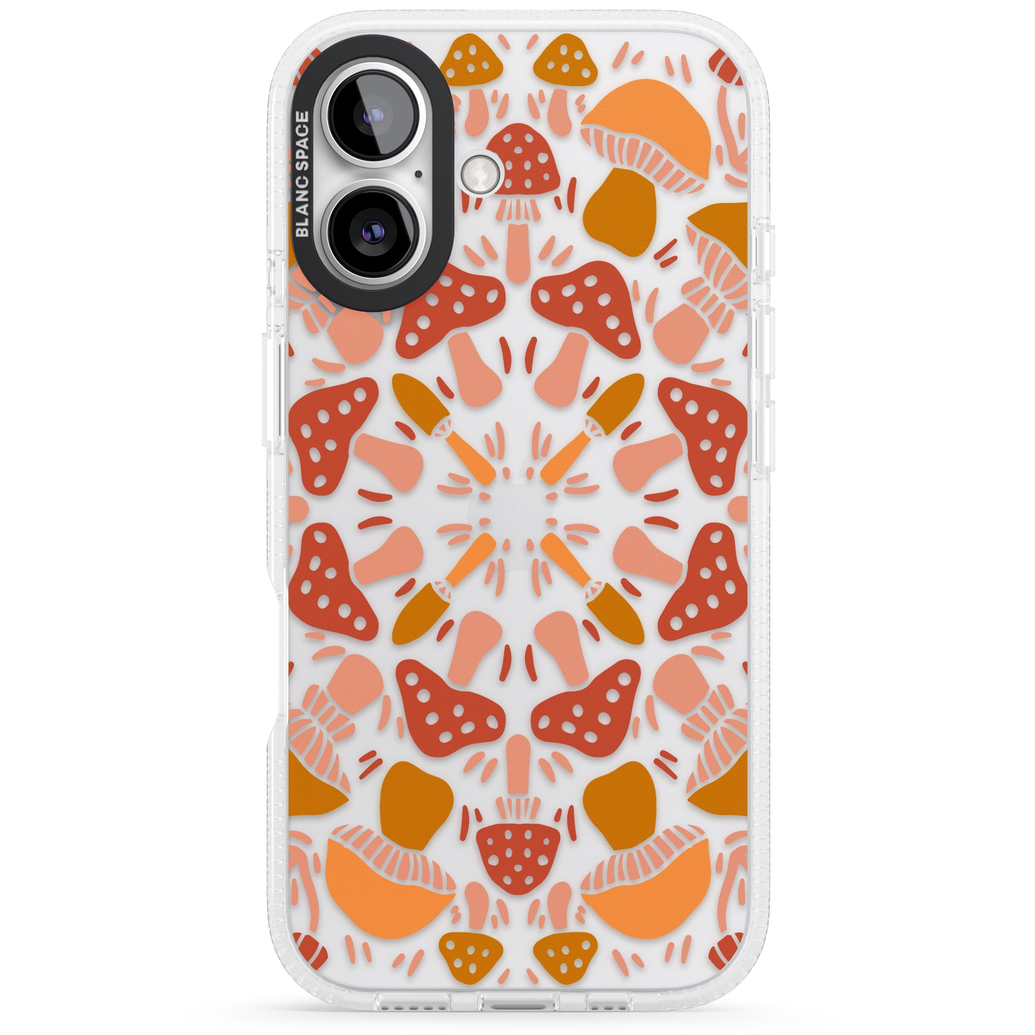 Mushroom Medley iPhone 16 / 16 Plus Clear Case Impact Air - Blanc Space