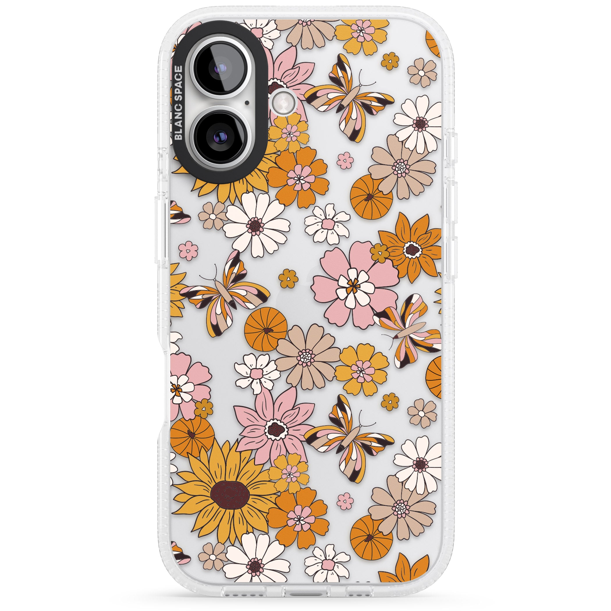 Butterfly & Bloom Autumn Floral iPhone 16 / 16 Plus Clear Case Impact Air - Blanc Space