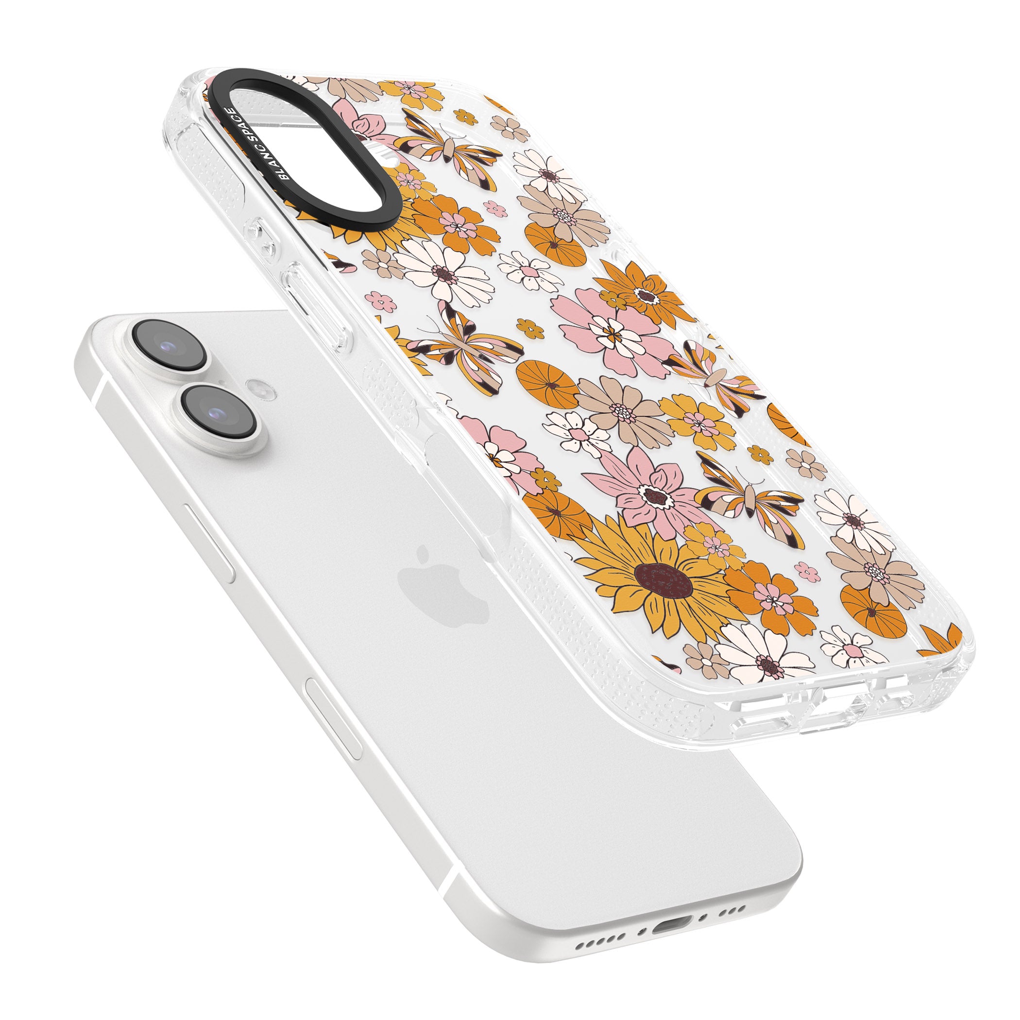 Butterfly & Bloom Autumn Floral iPhone 16 / 16 Plus Clear Case Impact Air - Blanc Space