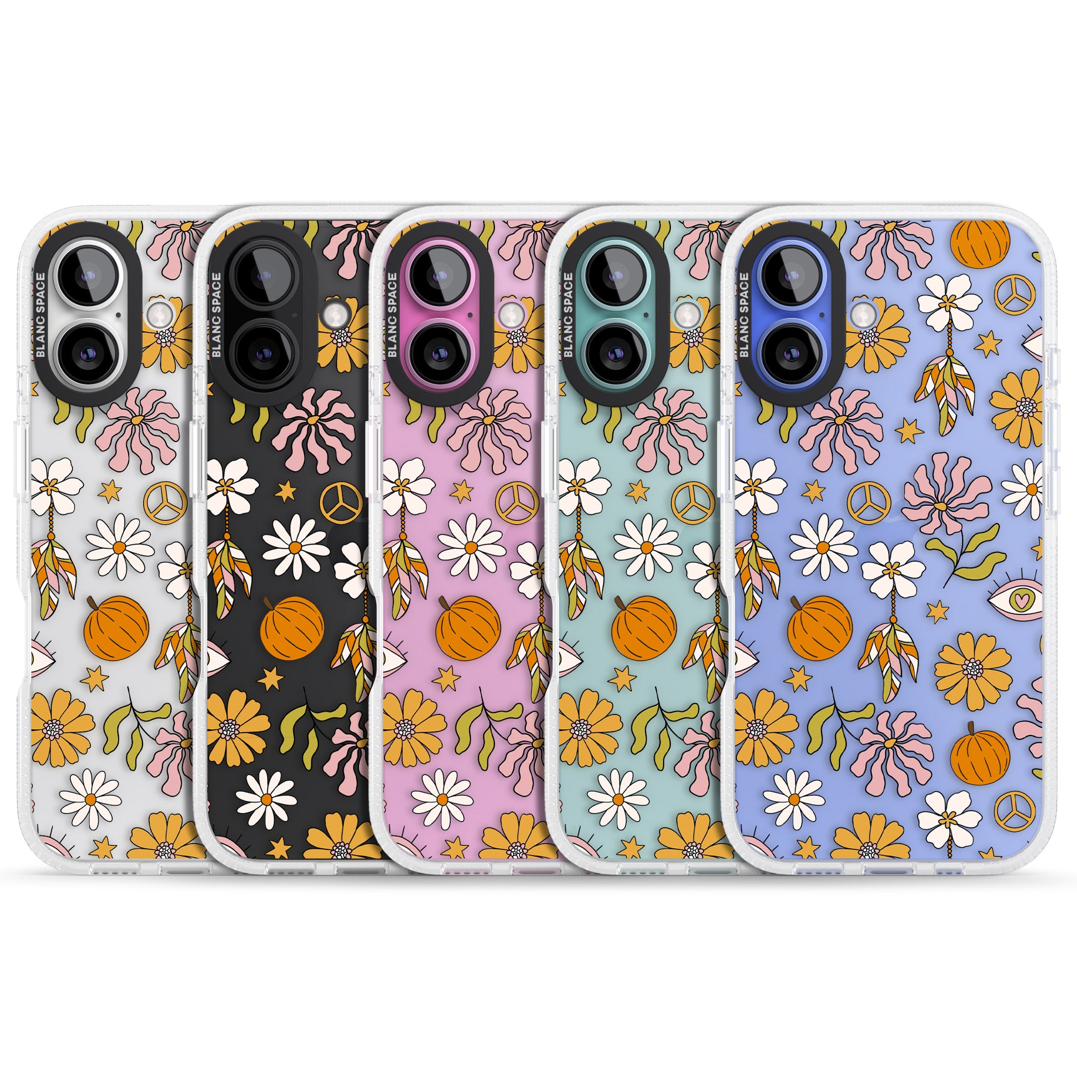 Retro Boho Fall Floral iPhone 16 / 16 Plus Clear Case Impact Air - Blanc Space