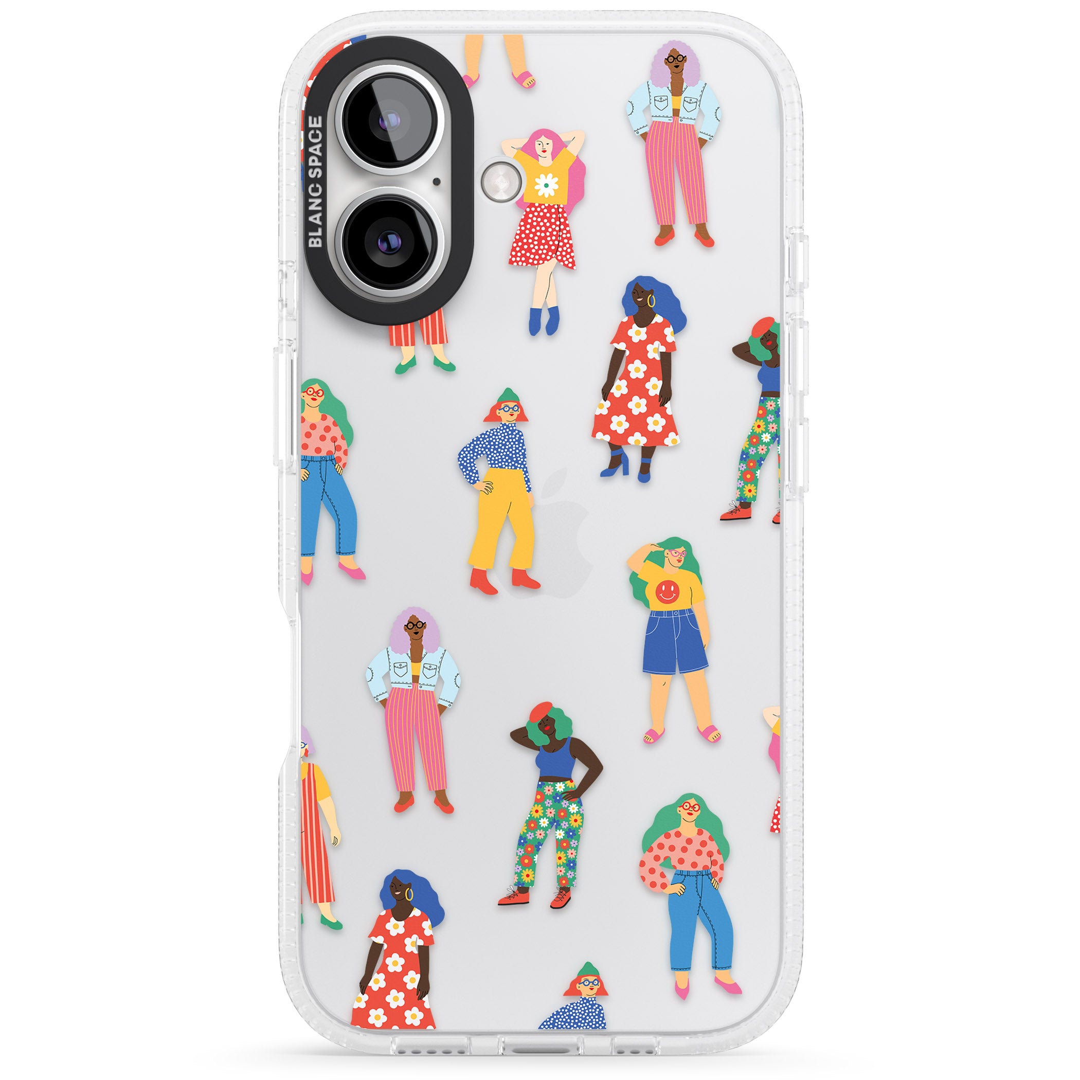 Girls Pattern iPhone 16 / 16 Plus Clear Case Impact Air - Blanc Space