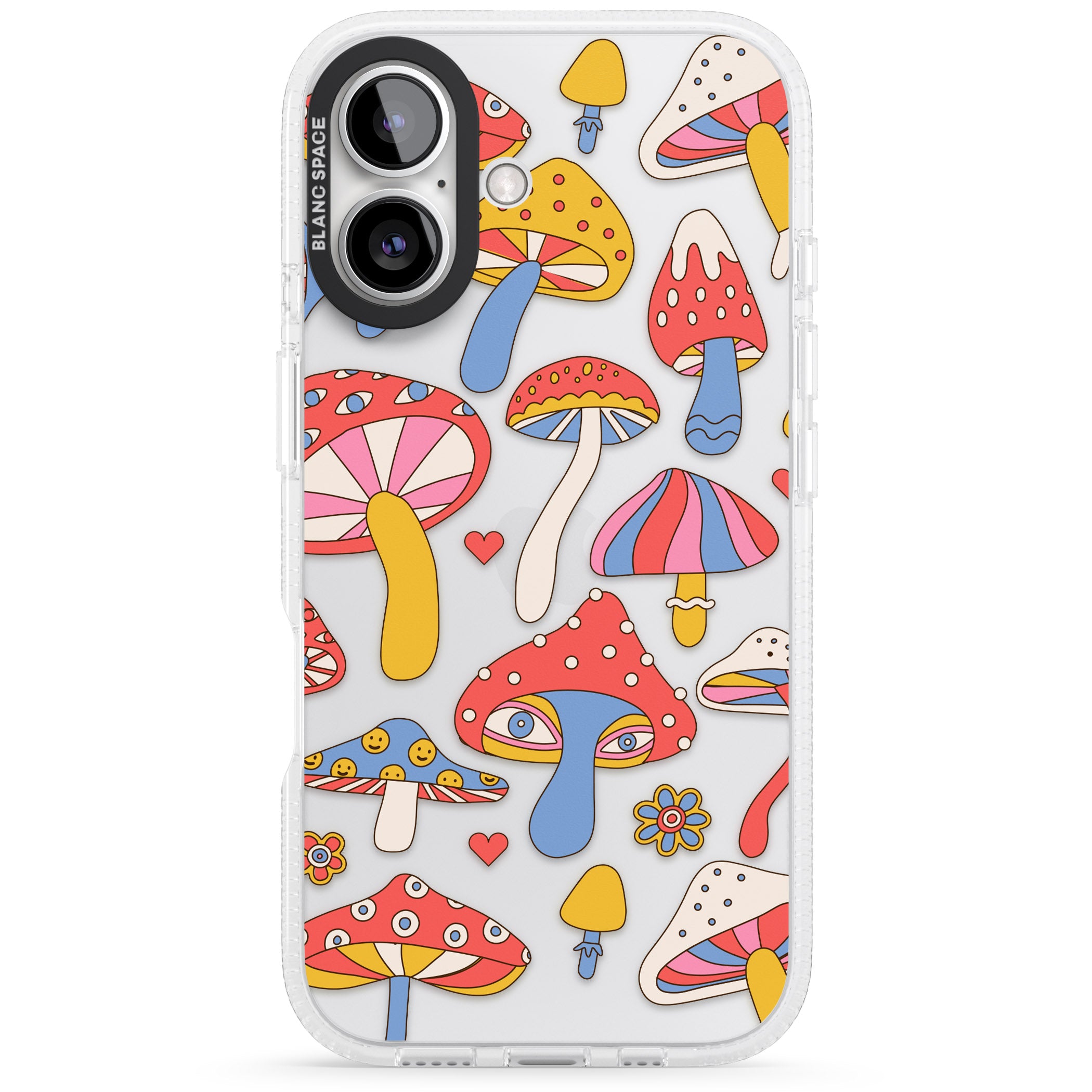 Vibrant Shrooms iPhone 16 / 16 Plus Clear Case Impact Air - Blanc Space