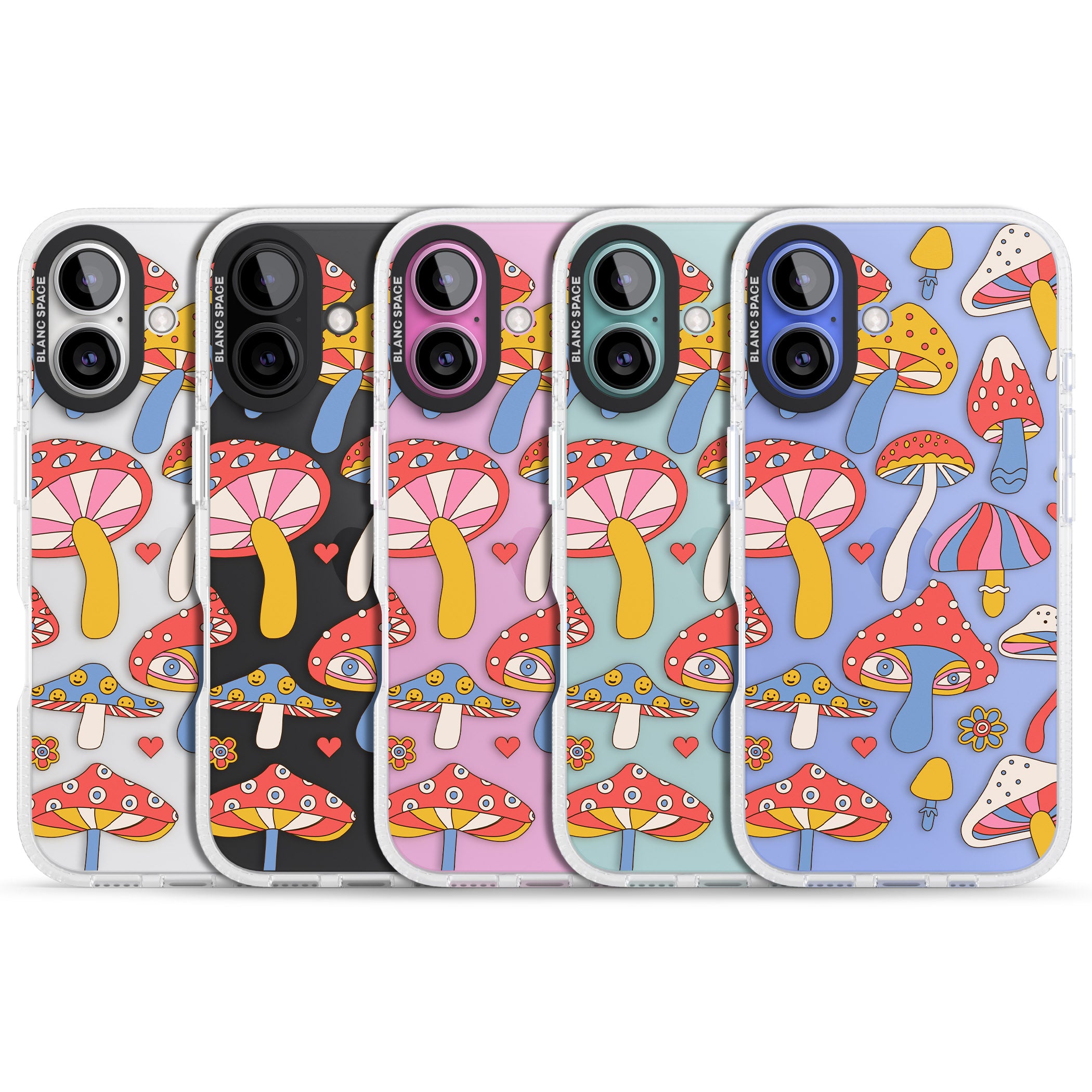 Vibrant Shrooms iPhone 16 / 16 Plus Clear Case Impact Air - Blanc Space