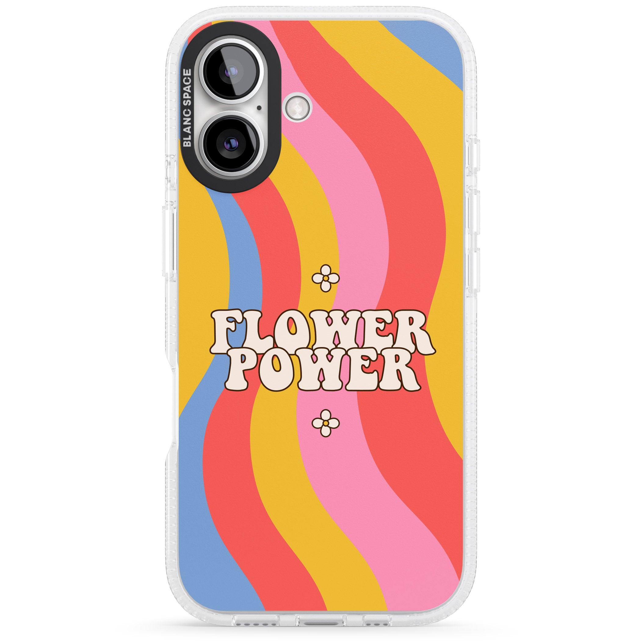 Melting Flower Power iPhone 16 / 16 Plus Clear Case Impact Air - Blanc Space