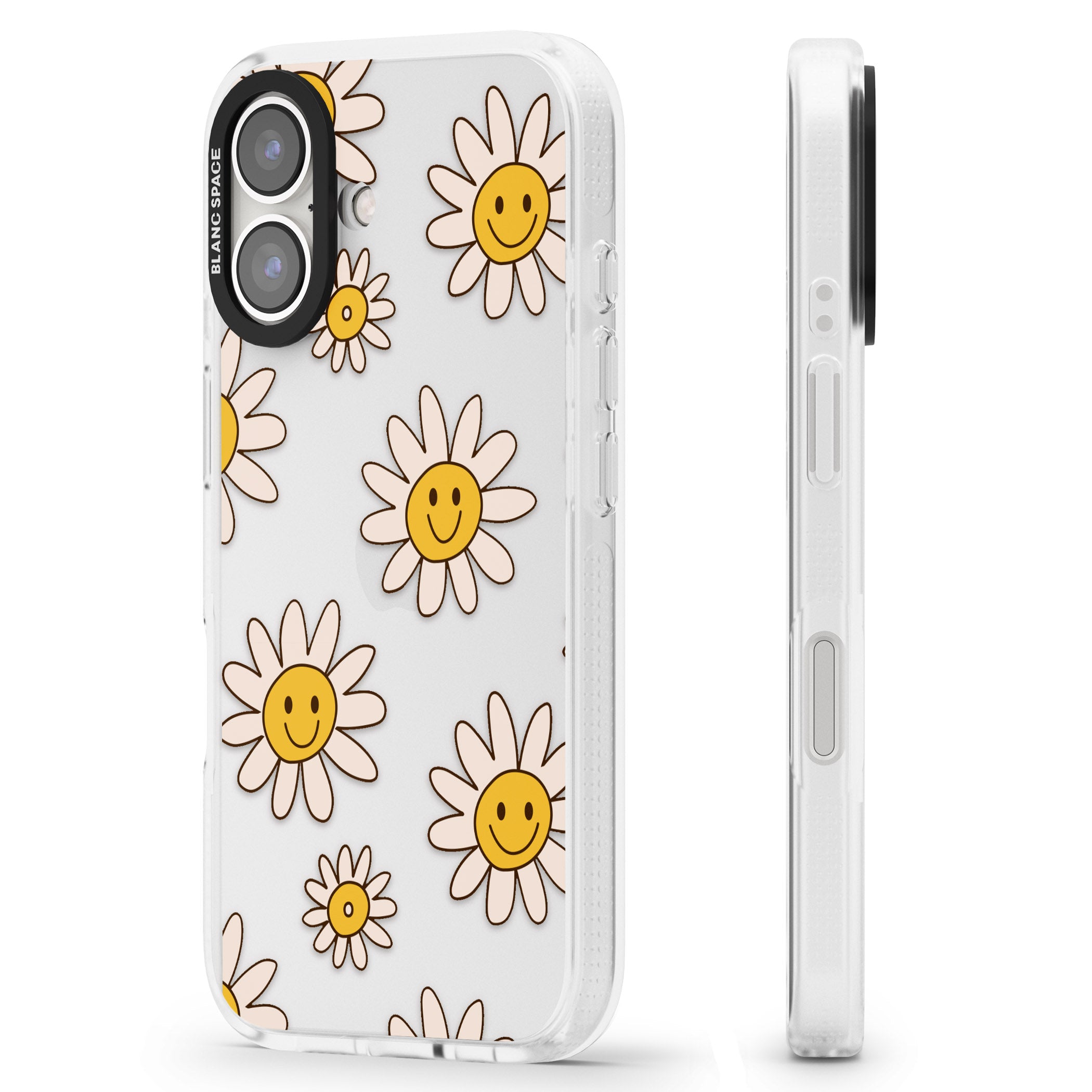 Daisy Faces iPhone 16 / 16 Plus Clear Case Impact Air - Blanc Space
