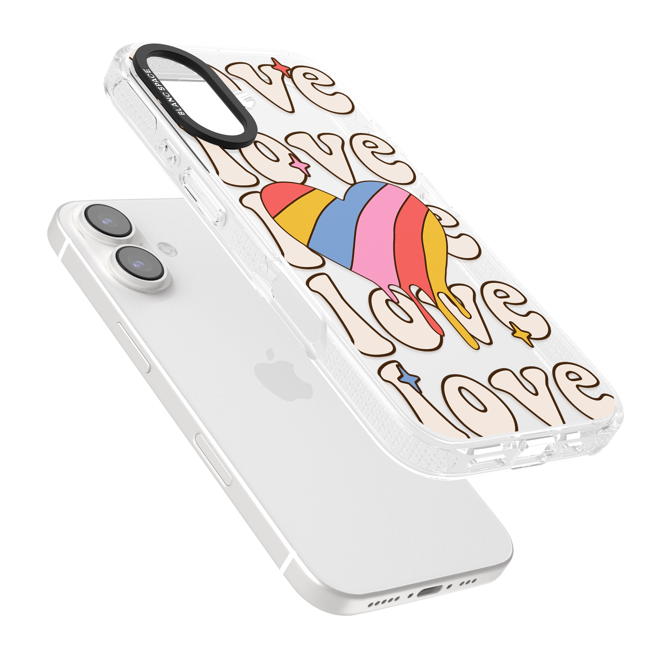 Groovy Love iPhone 16 / 16 Plus Clear Case Impact Air - Blanc Space